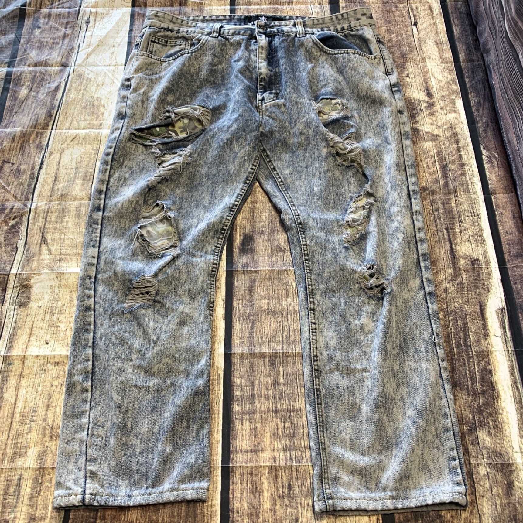 Vintage Red Ape Jeans Mens 40 X 32 Blue Acid Wash Distressed Streetwear Size US 40 / EU 56 - 2 Thumbnail