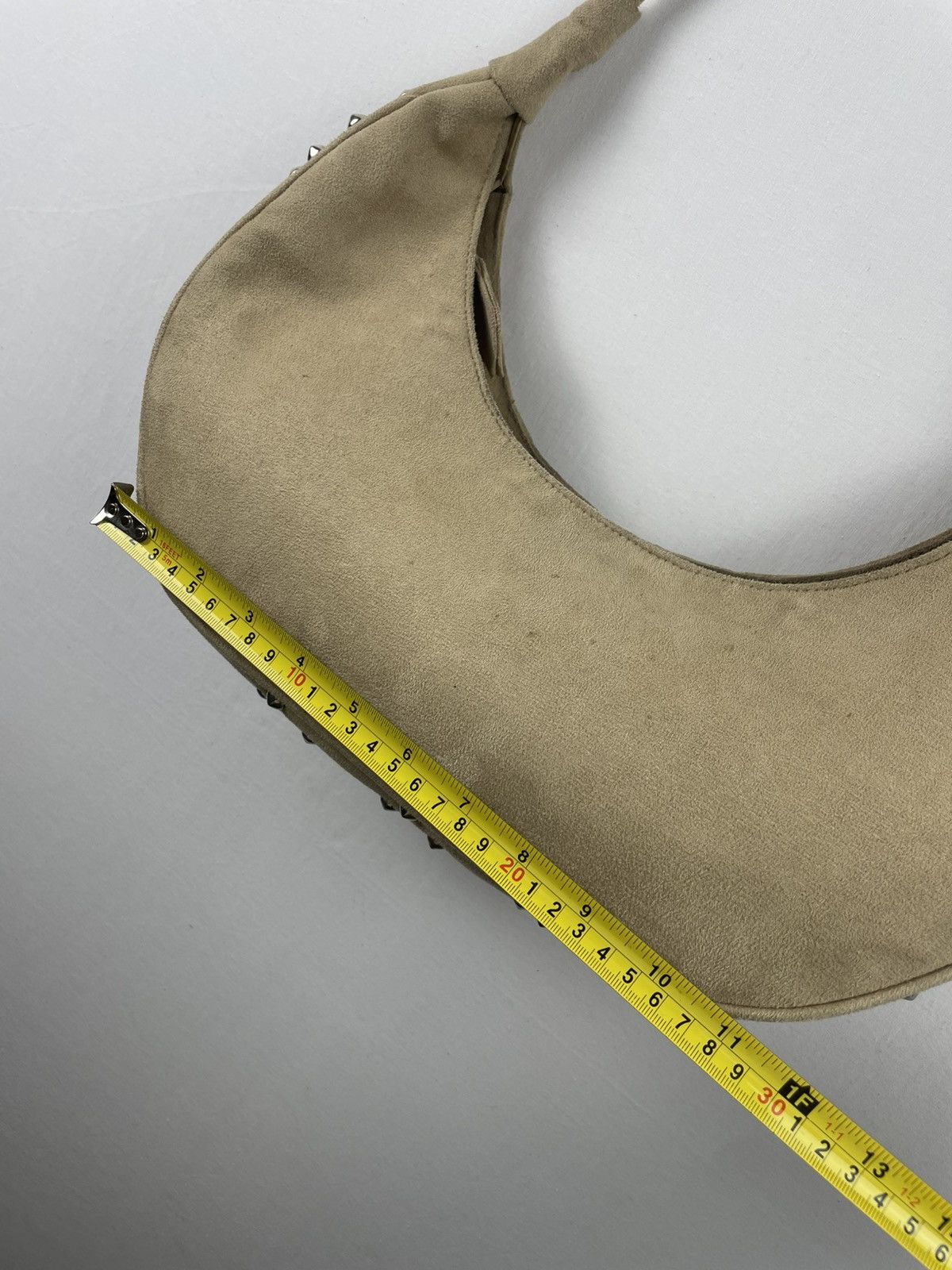 Japanese Brand Acanthe Hobo Handbag Suede and Studded With Metal Studs Size ONE SIZE - 13 Thumbnail