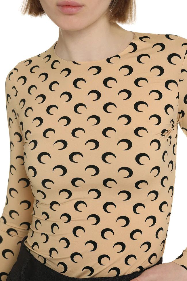 Marine Serre Tan Borderline Moon Print Second Skin Top Size L / US 10 / IT 46 - 3 Thumbnail