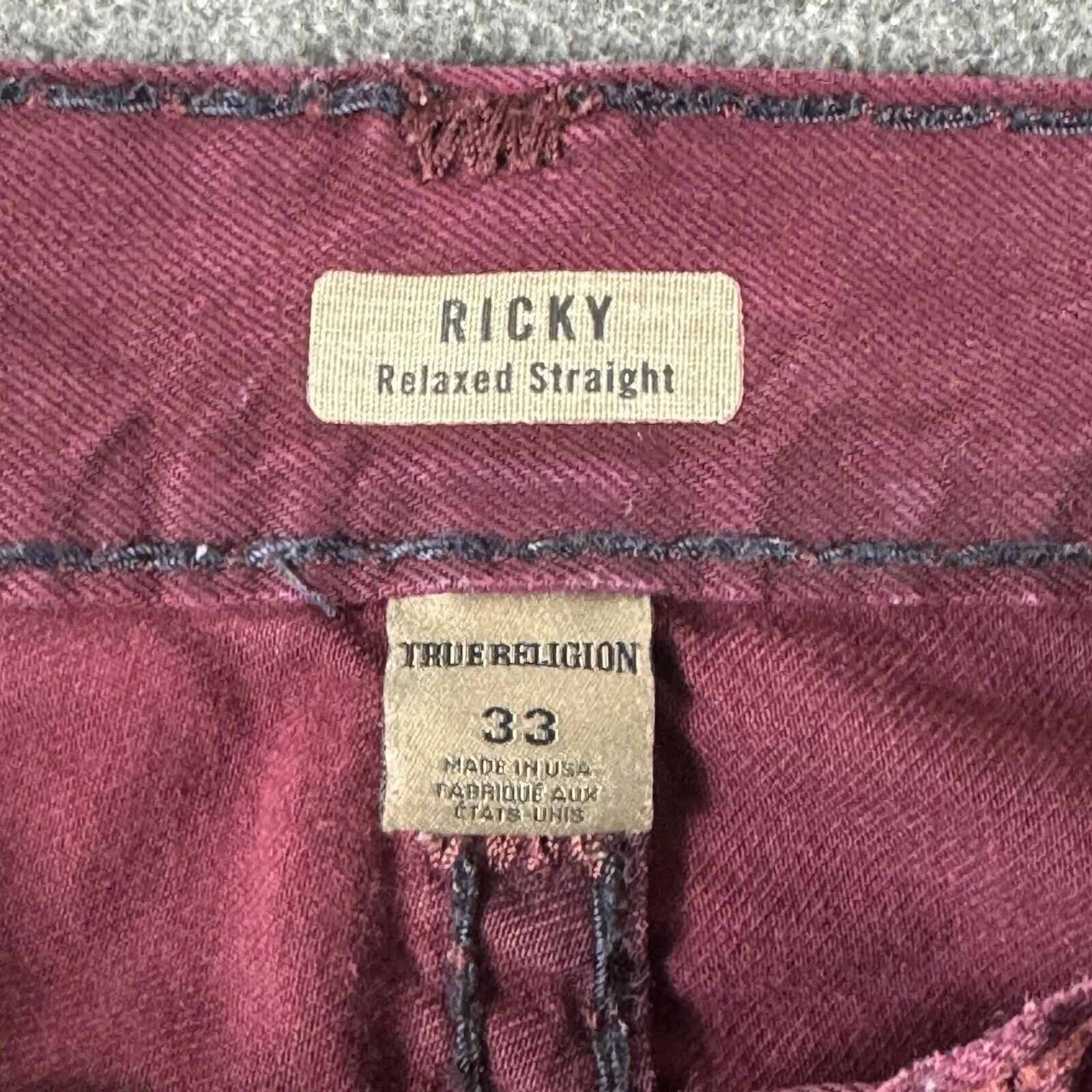 True Religion True Religion Ricky Relax Straight Jeans Red Size 33 X 34 Size US 33 - 2 Thumbnail