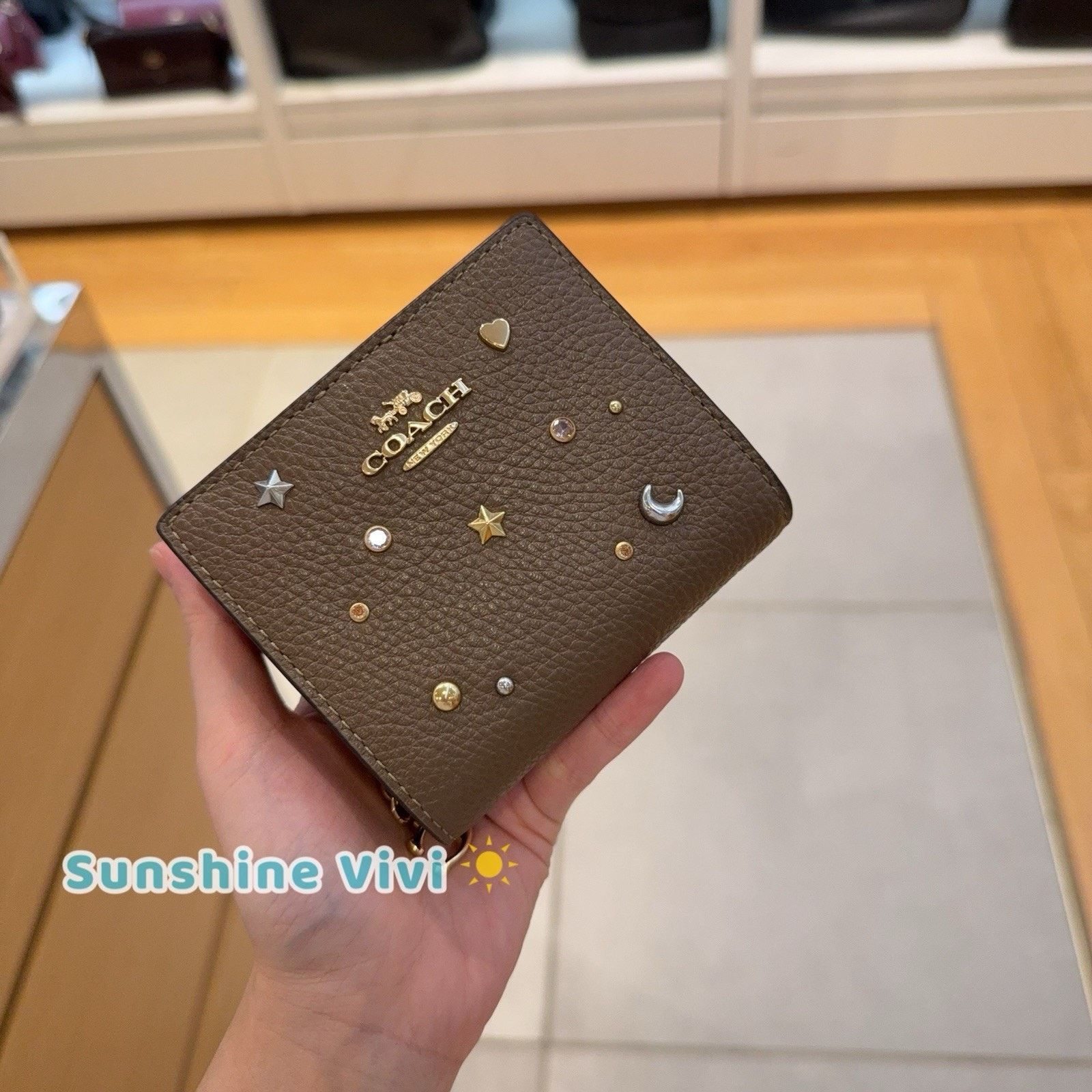 Coach NWT Coach Snap Wallet Rivets CDM38 leather/Gold/Dark Stone Size ONE SIZE - 3 Thumbnail