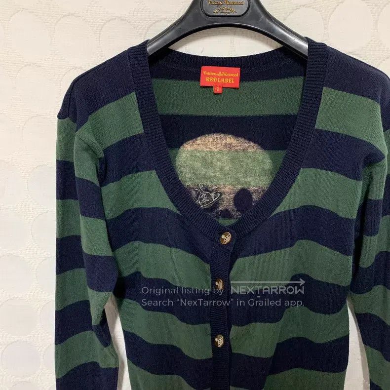 Vivienne Westwood Vivienne Westwood Skull and Saturn Green Striped Cardigan Size M / US 6-8 / IT 42-44 - 4 Thumbnail