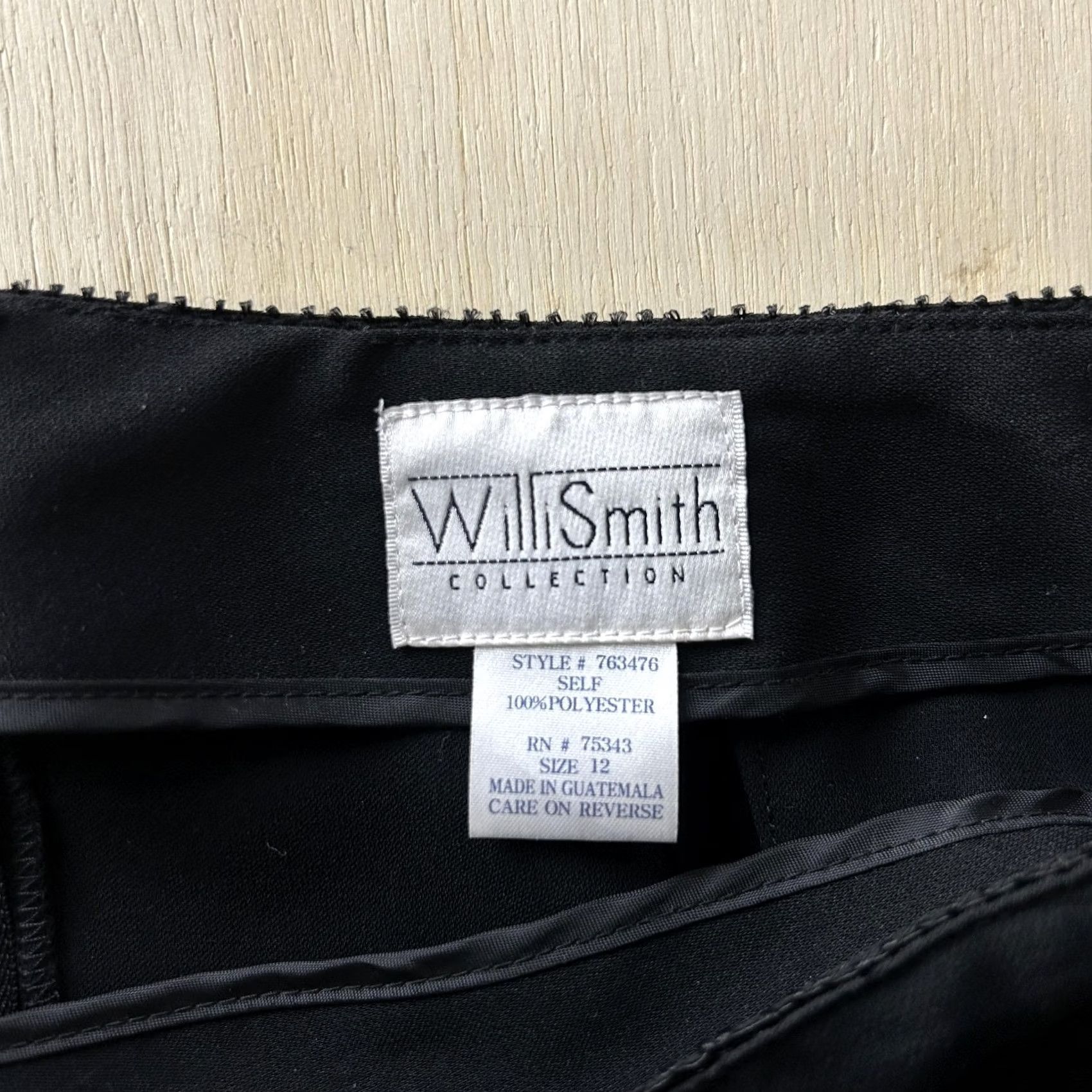 Vintage Will Smith Collection Skirt Womens 12 Black Solid A-Line Midi Workwear Office Size 34" / US 12 / IT 48 - 2 Thumbnail