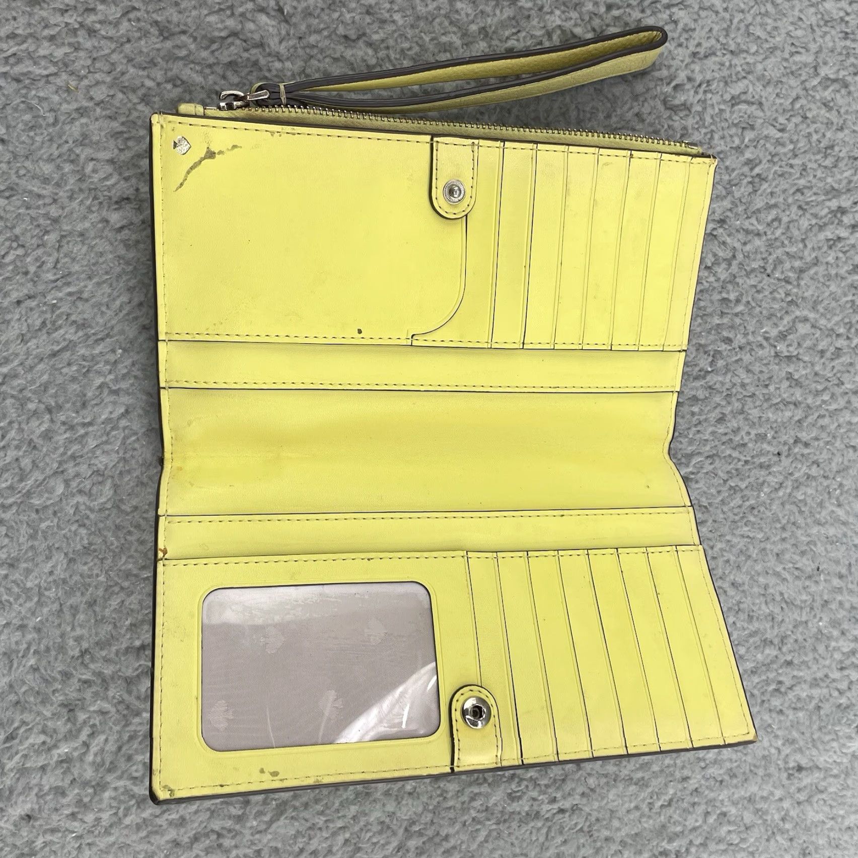 Vintage Kate Spade Wallet Small Women Yellow Pebbble Leather Zip Around Jackson Clutch Divider Boho Size ONE SIZE - 5 Thumbnail