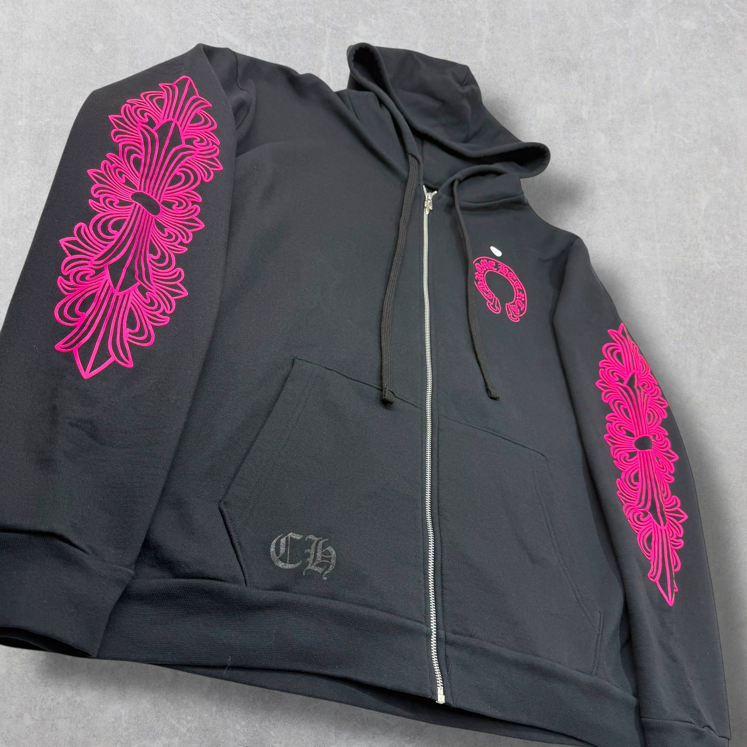 Chrome Hearts Chrome Hearts 'Pink Horseshoe' Floral Zip Up Hoodie XXL Size US XXL / EU 58 / 5 - 6 Thumbnail