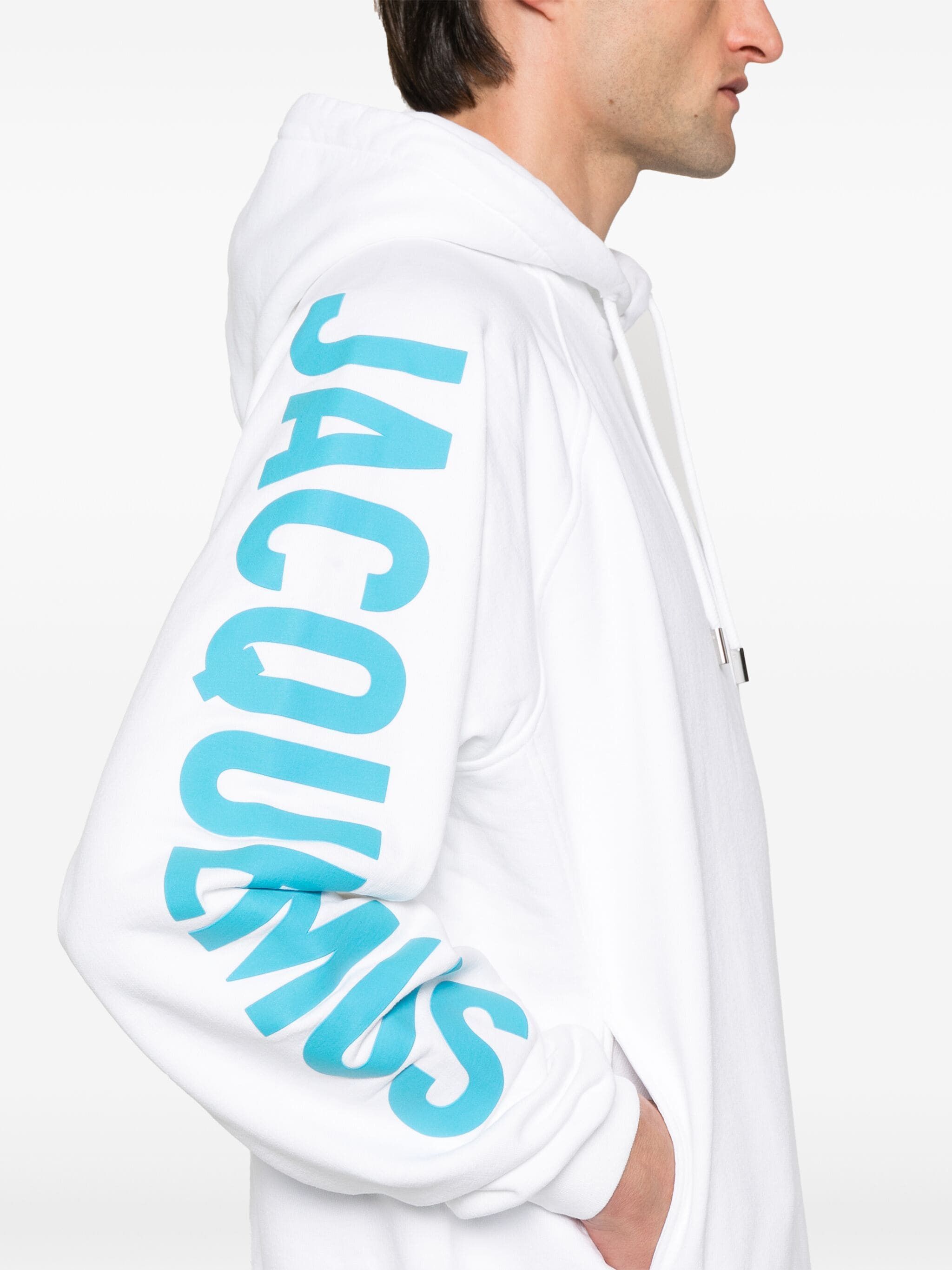 Jacquemus o1s22i1n1024 Typo Hoodie Sweatshirt in White Size US L / EU 52-54 / 3 - 5 Thumbnail