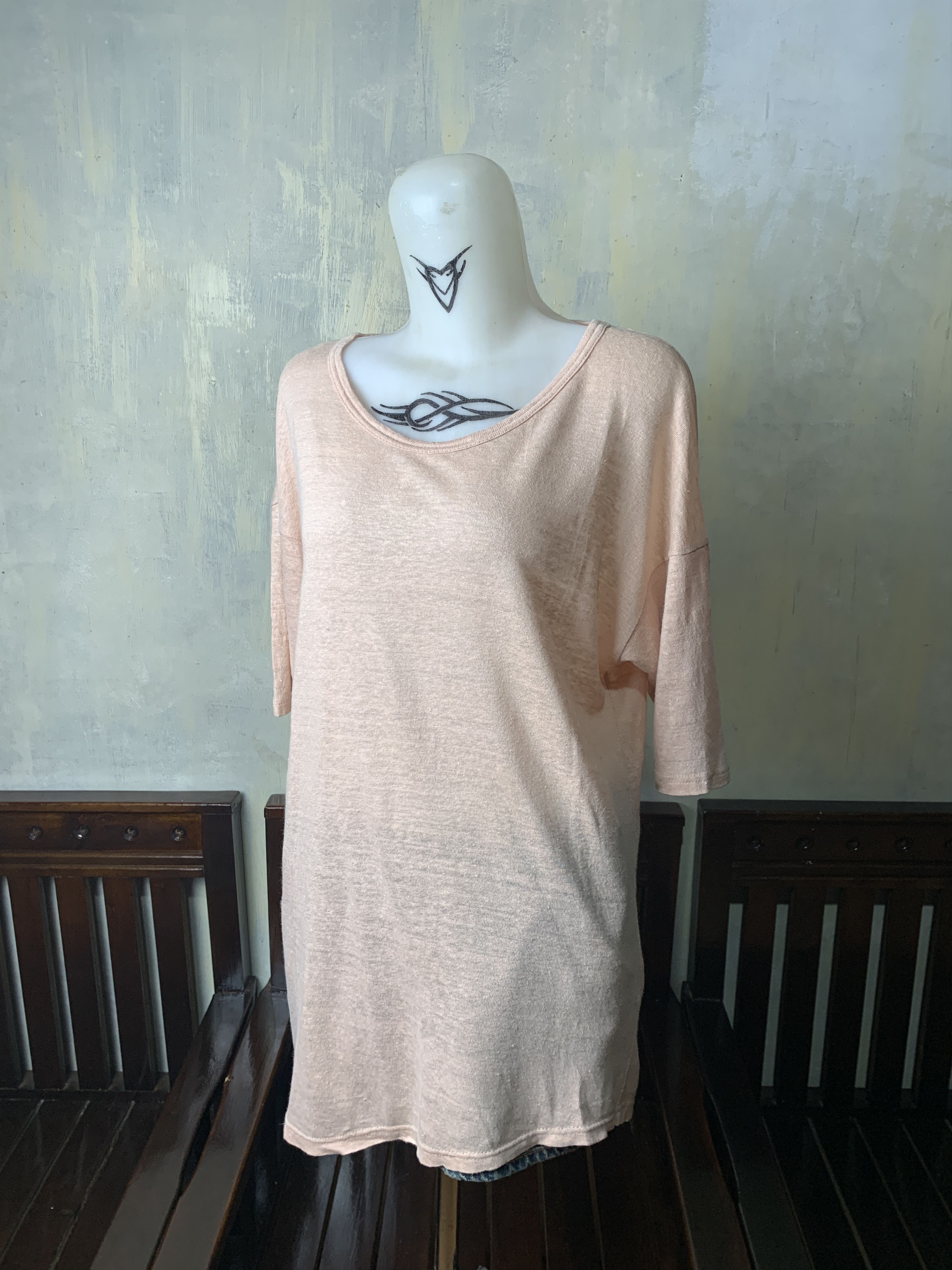 Isabel Marant Etoile Isabel Marant Tan Basic Linen Tee (L) Size L / US 10 / IT 46 - 2 Thumbnail