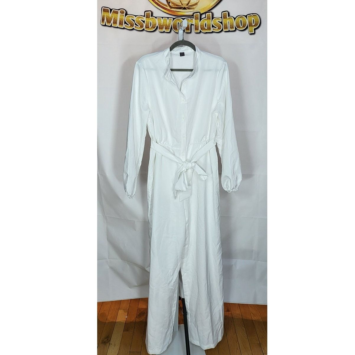 Shein Shein White Long Sleeve Button-Up Romper Pants - Size XL Size 34" / US 12 / IT 48 - 2 Thumbnail