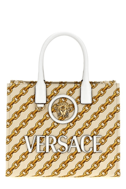 Versace VERSACE La Medusa Small White Canvas Tote New Authentic Size ONE SIZE - 4 Thumbnail