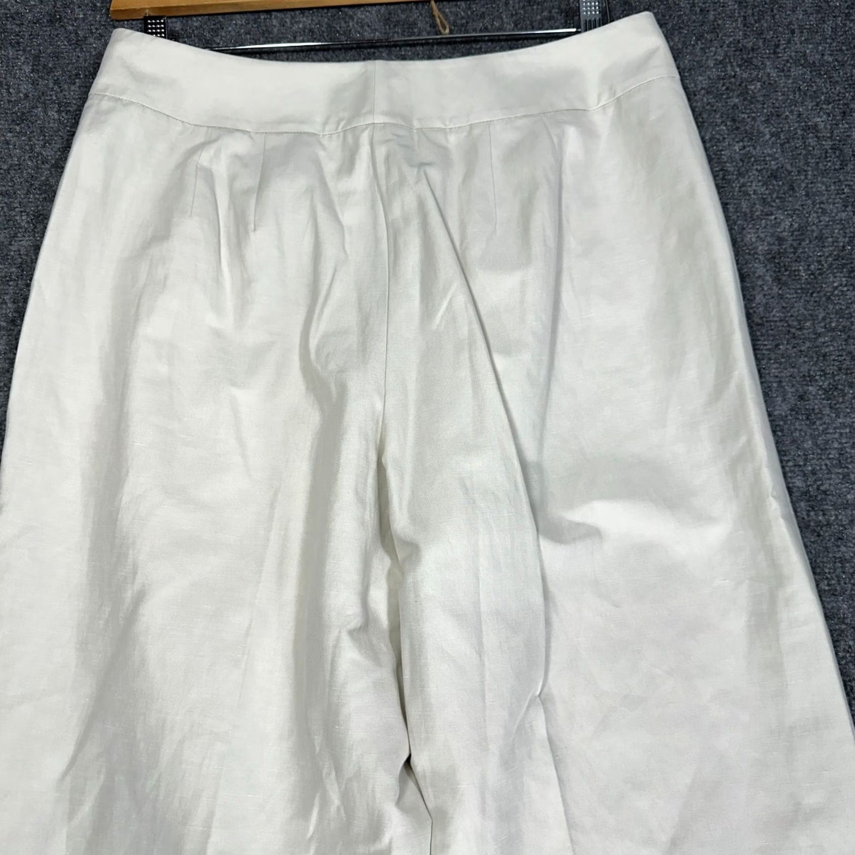 Talbots Talbots Collection Pants Womens 12 Beige Linen Blend Wide Leg Trouser NEW Size 34" / US 12 / IT 48 - 7 Thumbnail