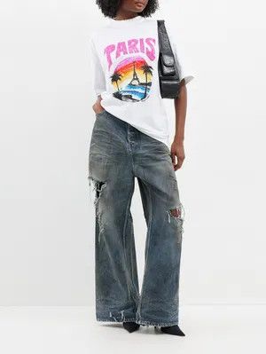 Balenciaga o1y0625 Logo Crewneck T-Shirt in White Size XS / US 0-2 / IT 36-38 - 5 Thumbnail