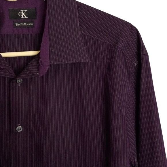 Calvin Klein Calvin Klein XL 17 34/35 Mens Slim Fit Non-Iron Dress Shirt Size US XL / EU 56 / 4 - 3 Thumbnail