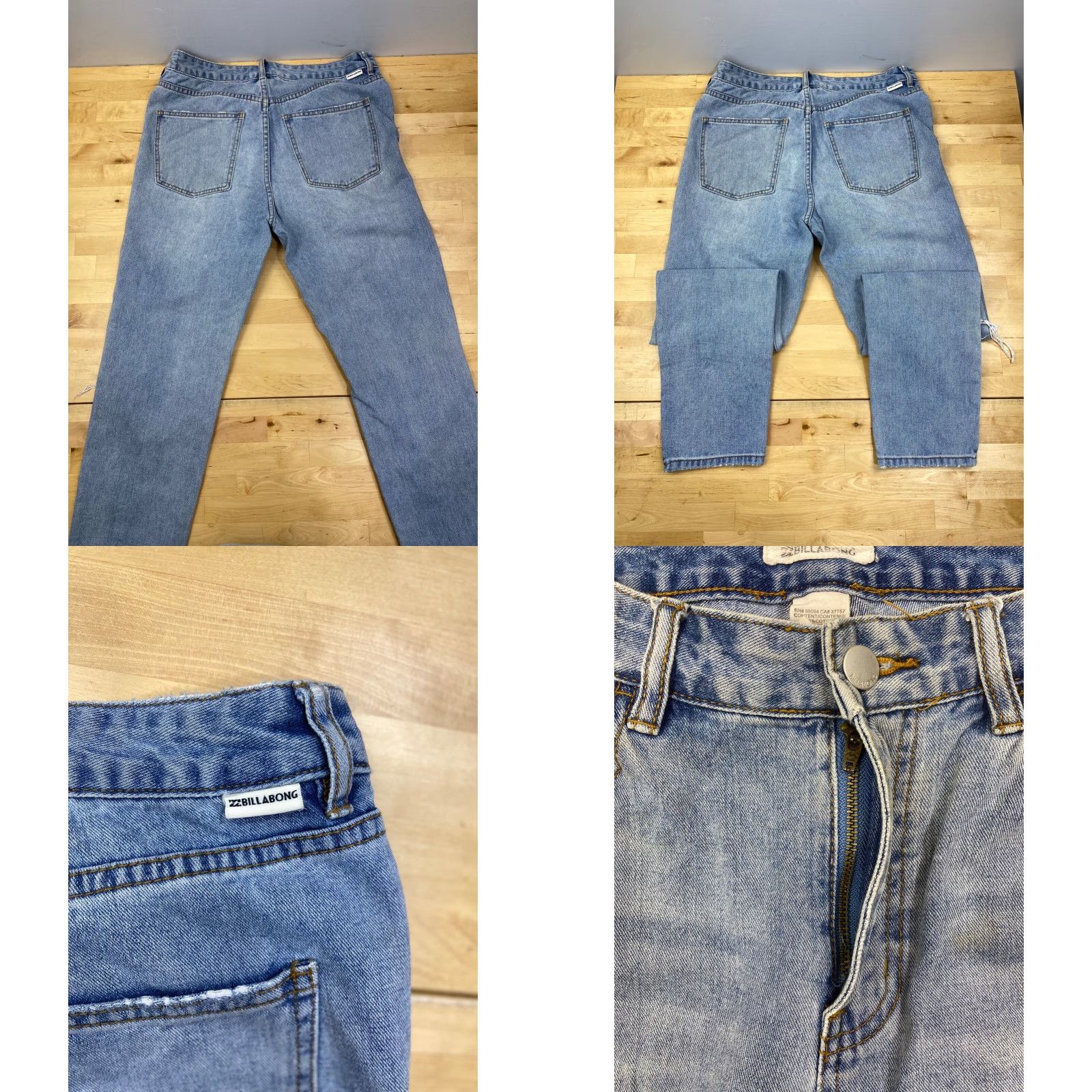 Billabong Billabong Denim Jeans Womens 29 Blue Light Wash Ripped Tapered Pockets Casual #6793 Size 29" - 8 Thumbnail