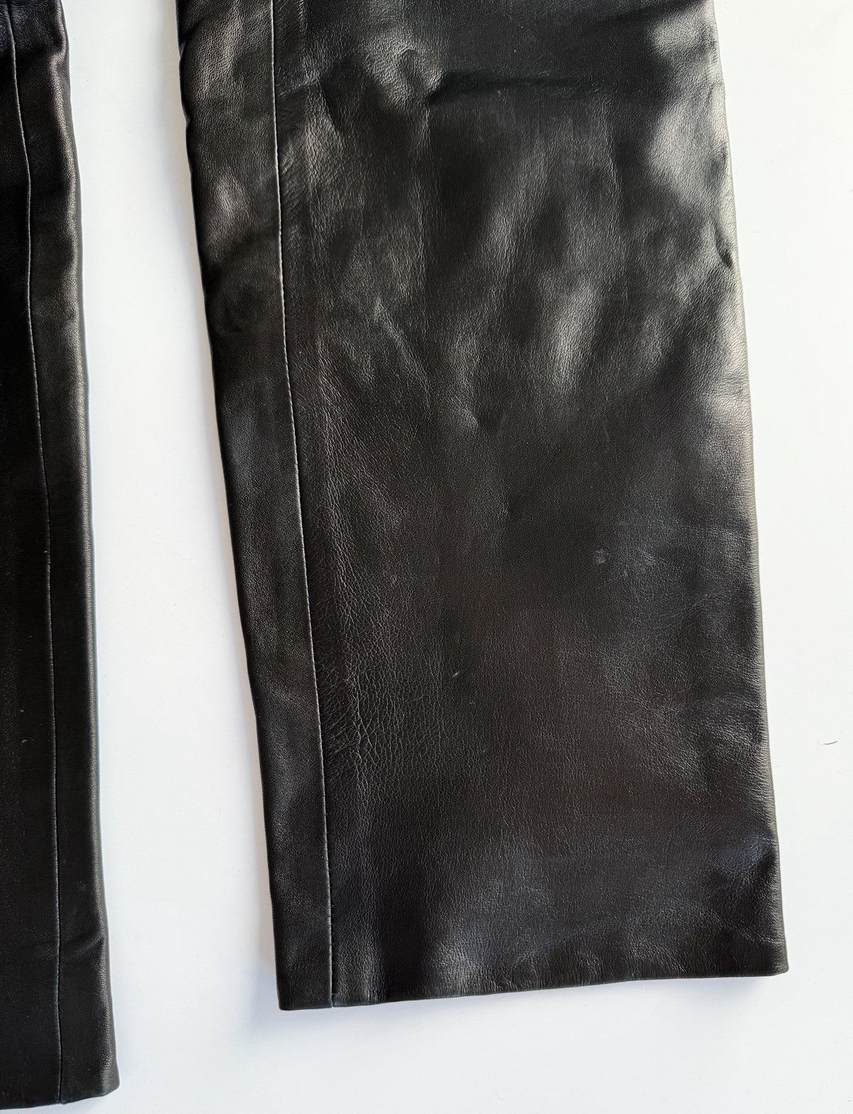 Dior Christian Dior black leather pants CD logo gold tone button Size 26" / US 2 / IT 38 - 10 Thumbnail