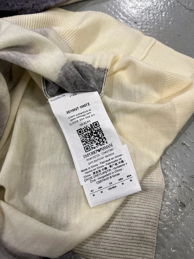 Emporio Armani AW2023 Emporio Armani Ink Leaves White & Grey Sweater Size US M / EU 48-50 / 2 - 9 Thumbnail