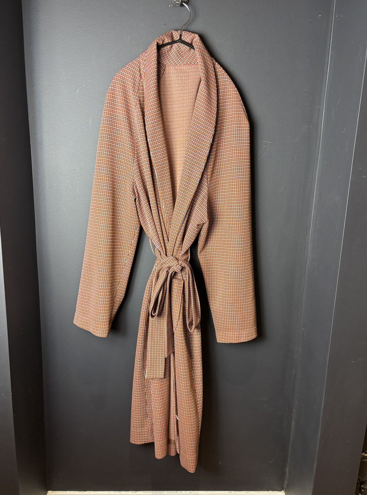 Vintage 1970s Vintage Robe Long Belted House Coat Plaid Polyester Size US L / EU 52-54 / 3 - 3 Thumbnail