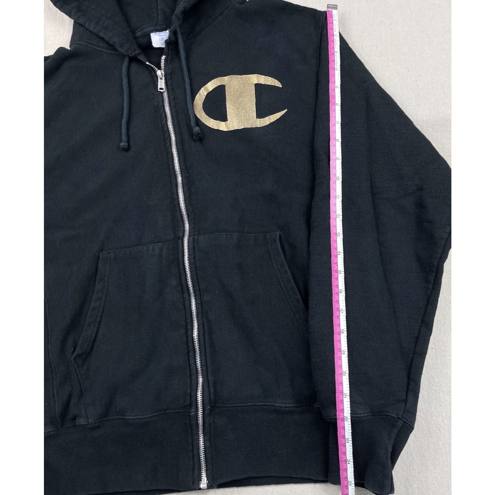 Champion Champion Full ZIP Hoodie Mens M Reverse Weave Logo Black Zip Jacket Spell Out Script Size US M / EU 48-50 / 2 - 5 Thumbnail
