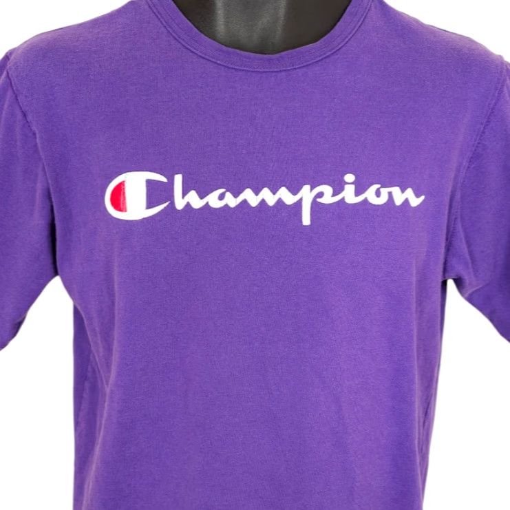 Champion VINTAGE Champion Brand T Shirt Mens Size Medium Purple Y2K Spell Out Shirt Mens Purple Y2K Champion Brand Size US M / EU 48-50 / 2 - 2 Thumbnail