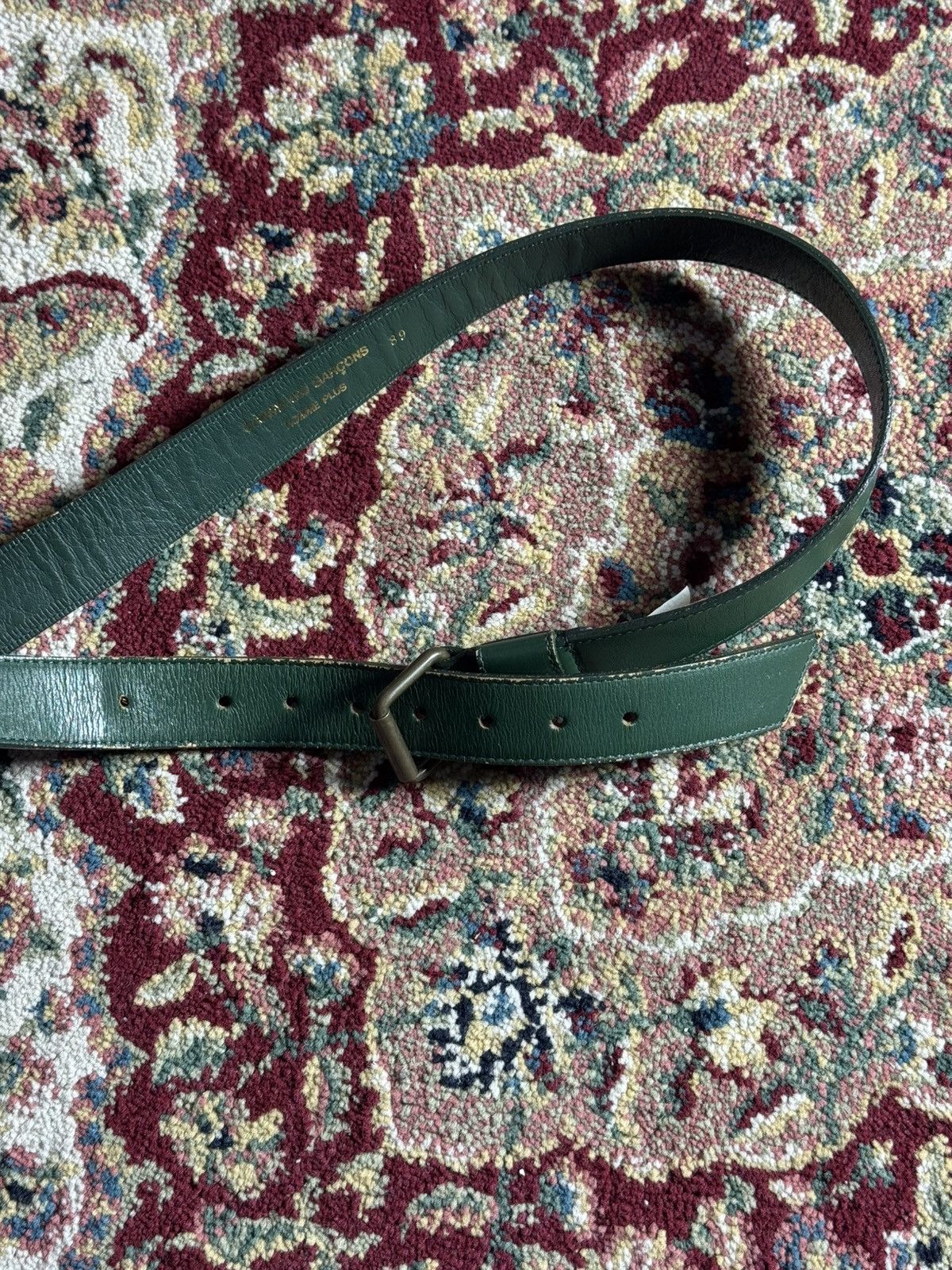Comme des Garcons Homme Plus CDG Homme Plus Rei Kawakubo brass buckle Green leather belt Size 30 - 6 Thumbnail