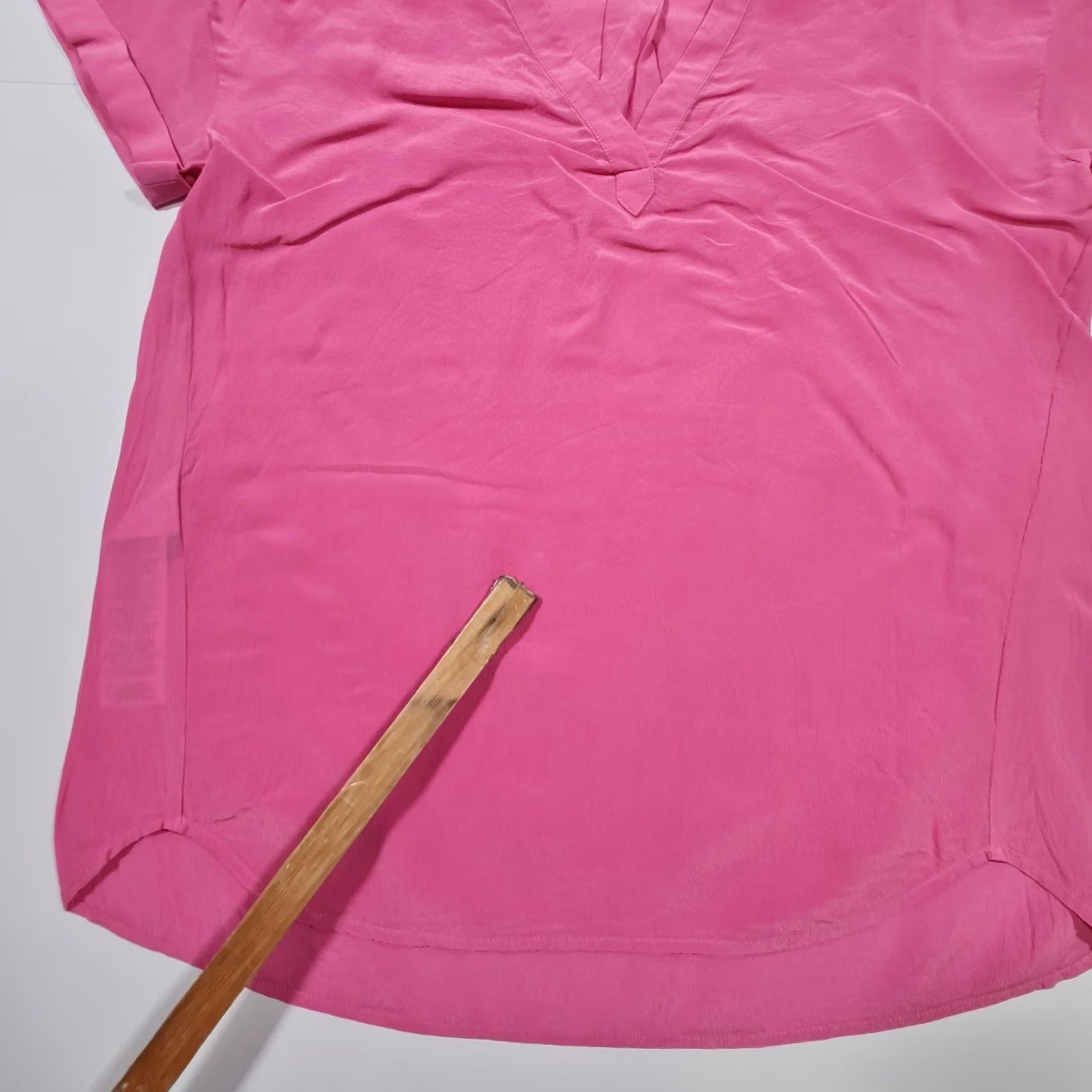 Vintage Comptoir Des Cotonniers Womens Silk Blouse Pink Small Short Sleeve V-Neck Top Size S / US 4 / IT 40 - 5 Thumbnail