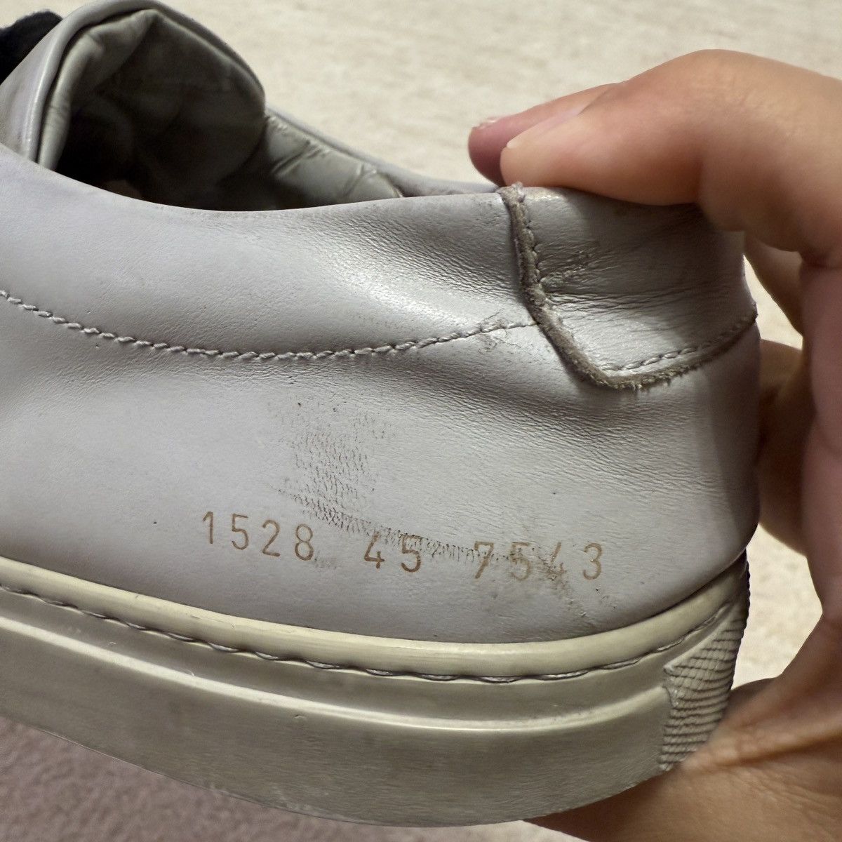 Common Projects Common Projects 1528 Achilles Low Top Grey Leather Sneakers Size US 12 / EU 45 - 3 Thumbnail