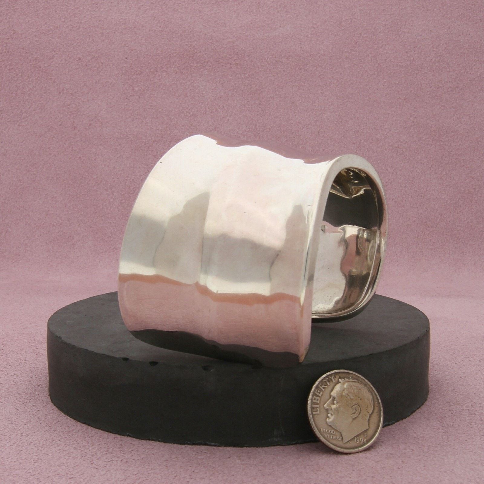 Sterling Silver sterling silver vintage concave cuff bracelet size 6in Size ONE SIZE - 2 Thumbnail