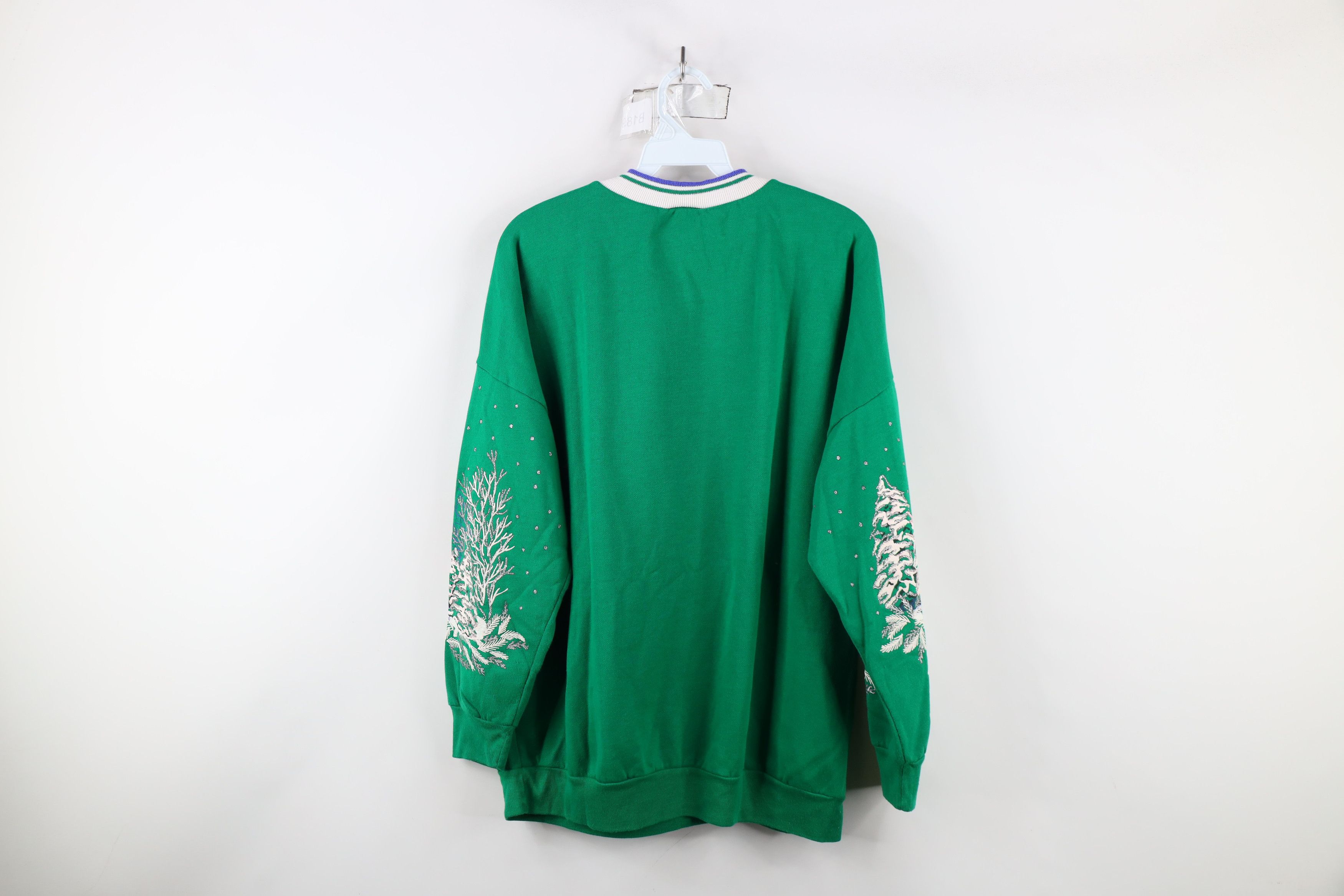 Vintage Vintage 90s Streetwear All Over Print Sweatshirt Green USA Size XL / US 12-14 / IT 48-50 - 12 Thumbnail