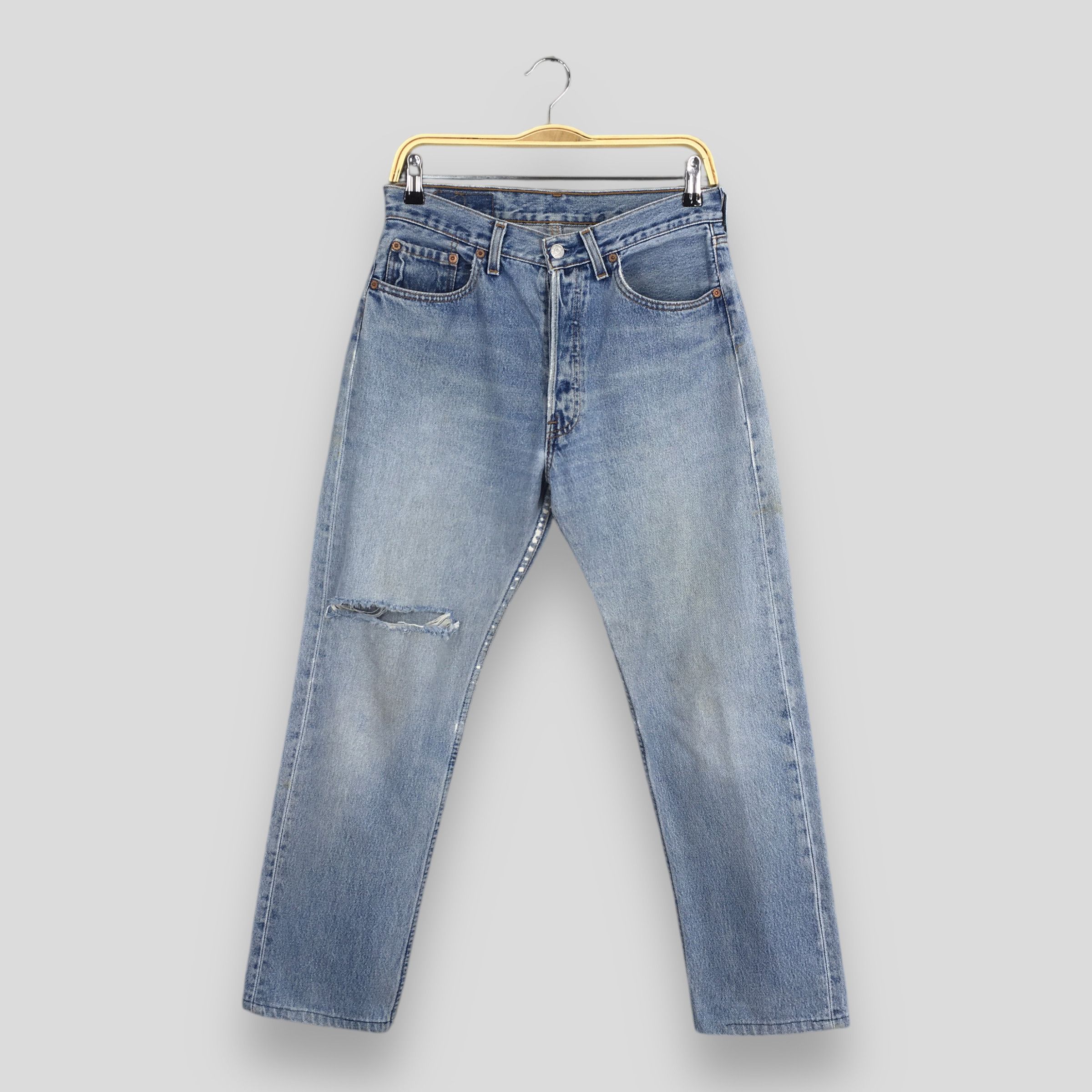 Size 28x27.5 Vintage 90s Levi's 501 Faded Blue Jeans