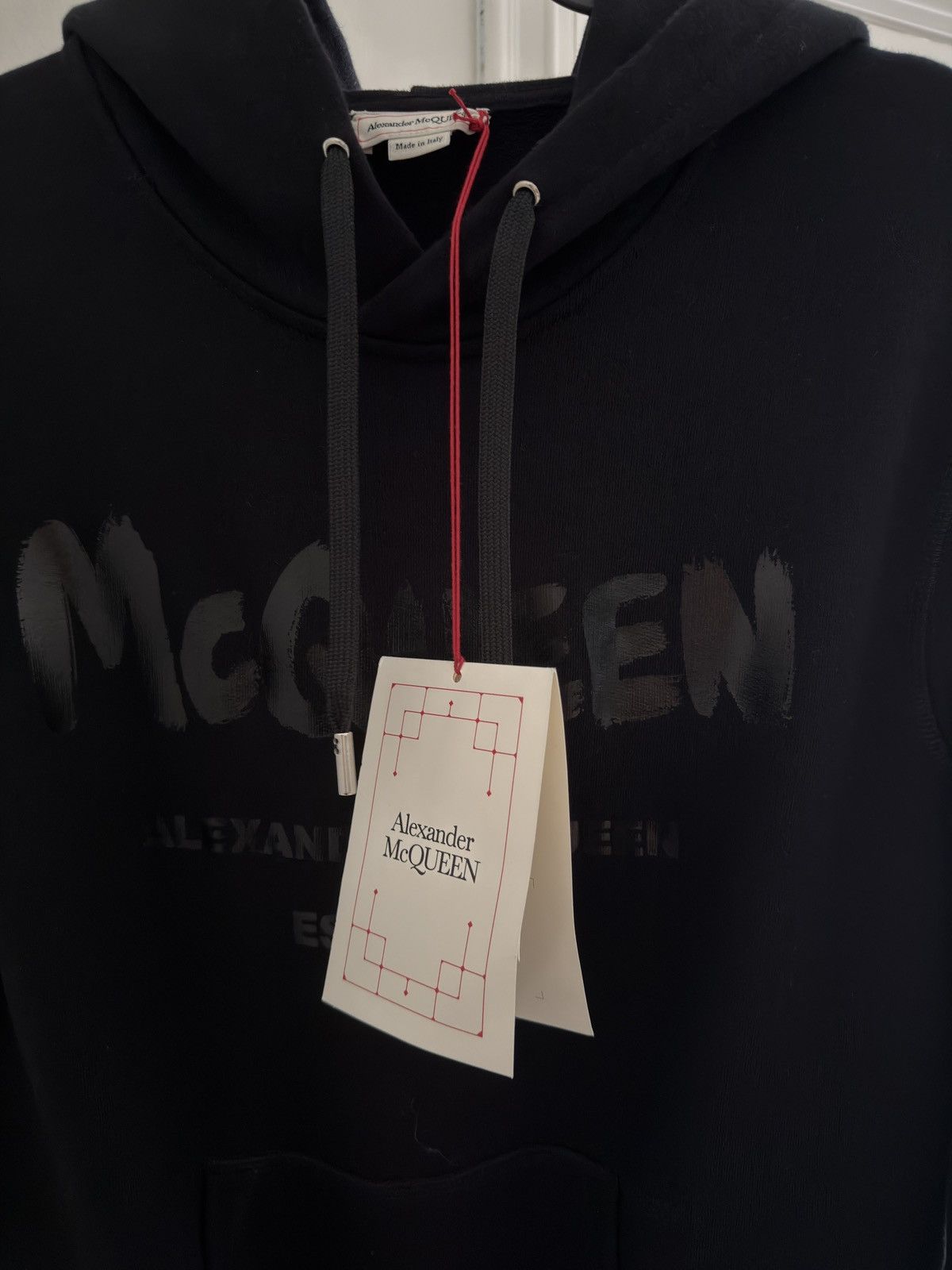 Alexander McQueen Alexander McQueen Black Graphic Logo Cotton Fleece Hooded Size US M / EU 48-50 / 2 - 3 Thumbnail
