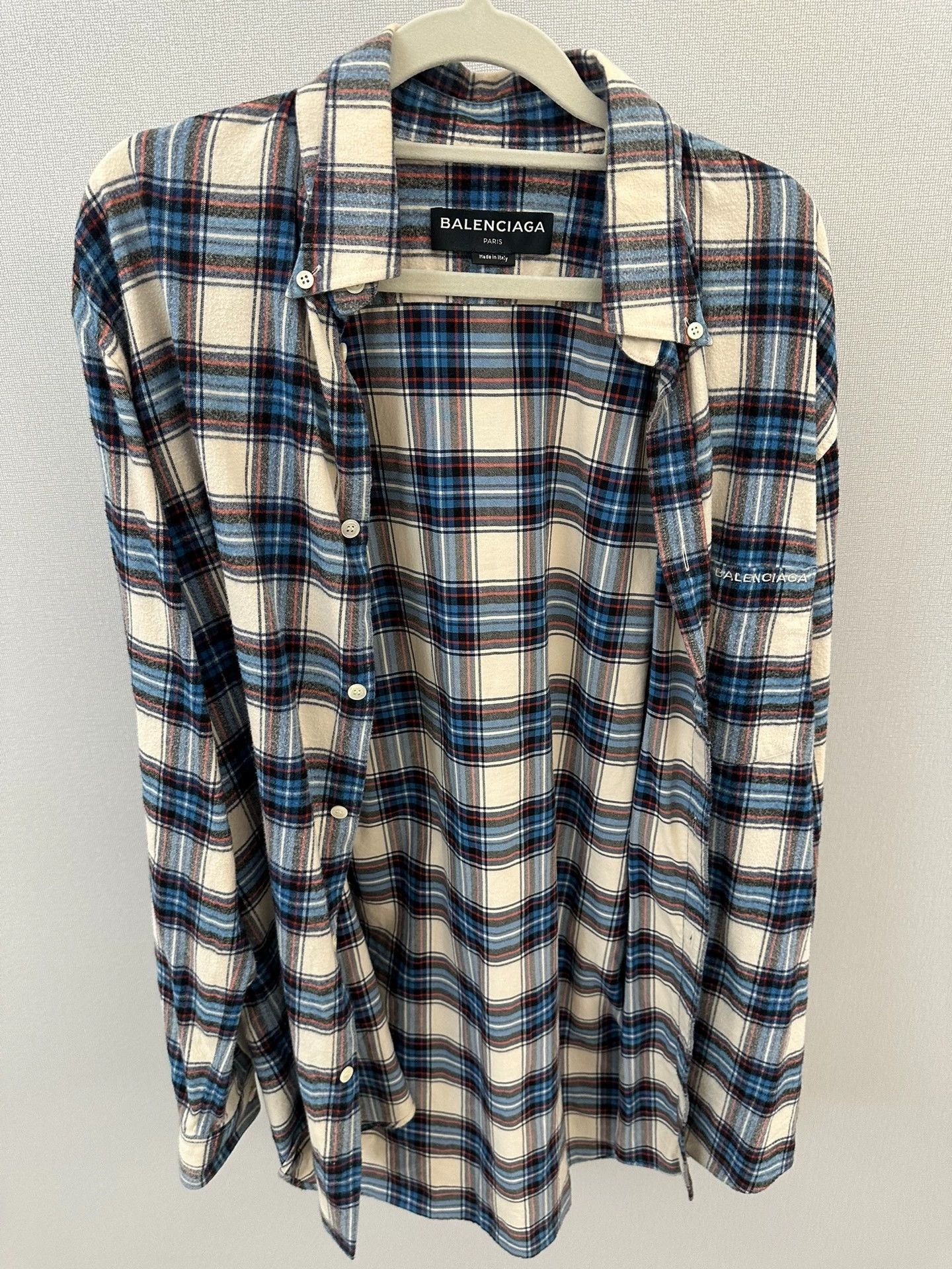 Balenciaga Balenciaga 17ss Flannel Shirt Blue Clean Kanye 39 M Size US M / EU 48-50 / 2 - 1 Thumbnail