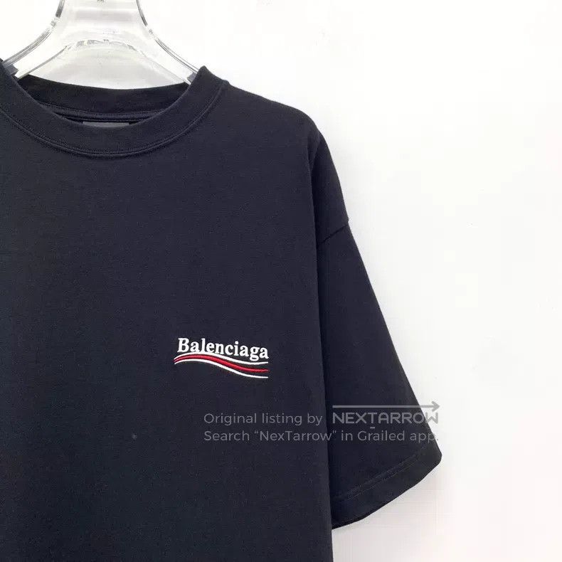 Balenciaga Balenciaga Black Logo Letter Embroidered Cotton Short Slee Size US M / EU 48-50 / 2 - 3 Thumbnail
