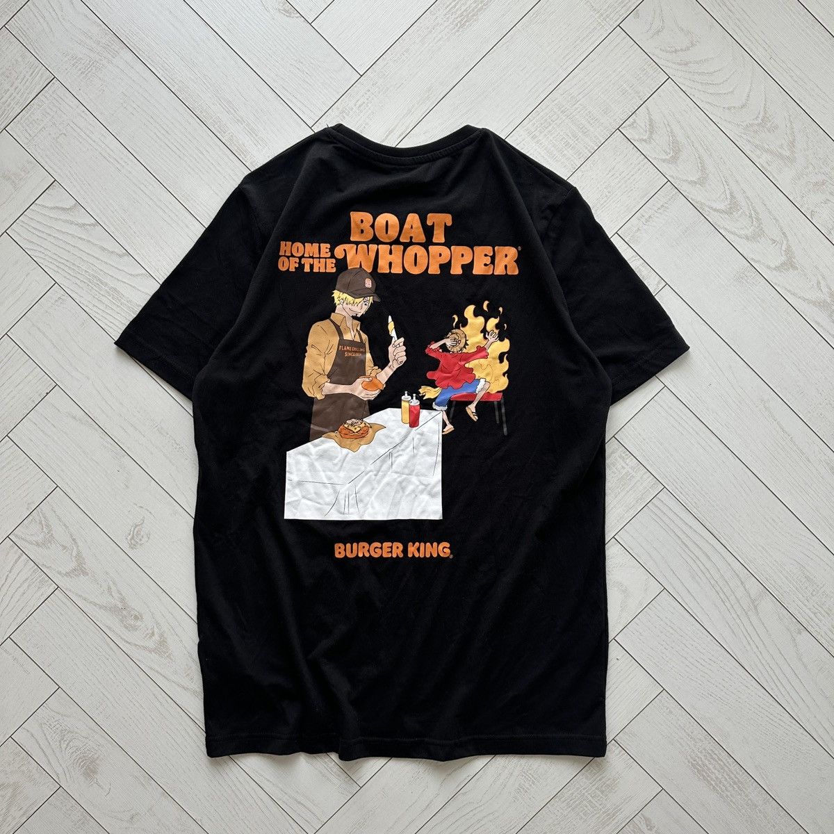Anime Burger King x One Piece t-shirt anime Luffy graphic rare y2k Size US L / EU 52-54 / 3 - 1 Thumbnail