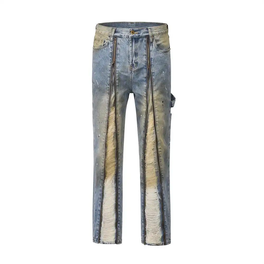 Japanese Brand × Vintage Jeans Pant Harajuku Straight Ink Painted Baggy Denim Size US 34 / EU 50 - 1 Thumbnail
