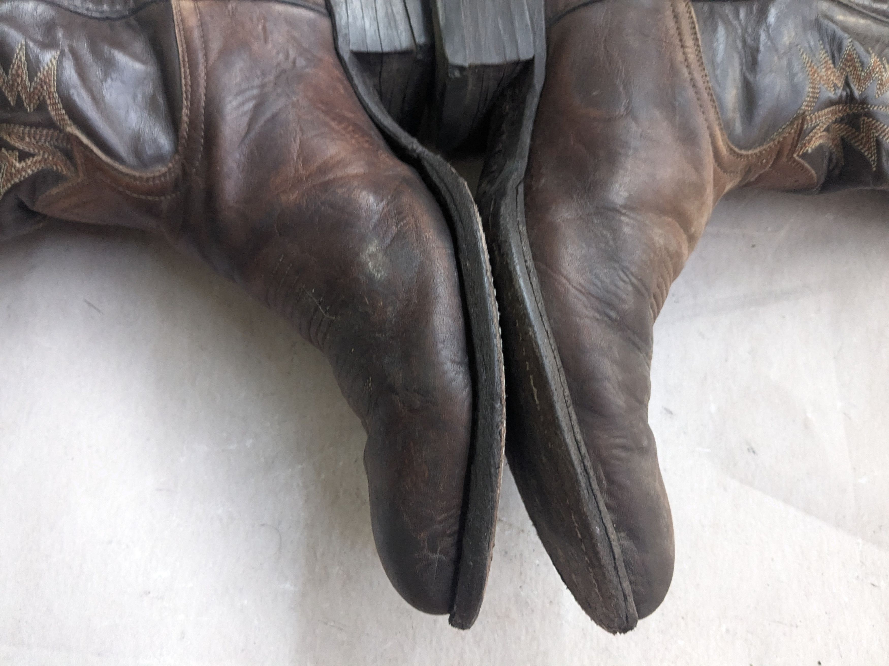 Genuine Leather Vintage Tony Lama Cowboy Boots Brown 9 Wide Leather Western Size US 9 / EU 42 - 6 Thumbnail
