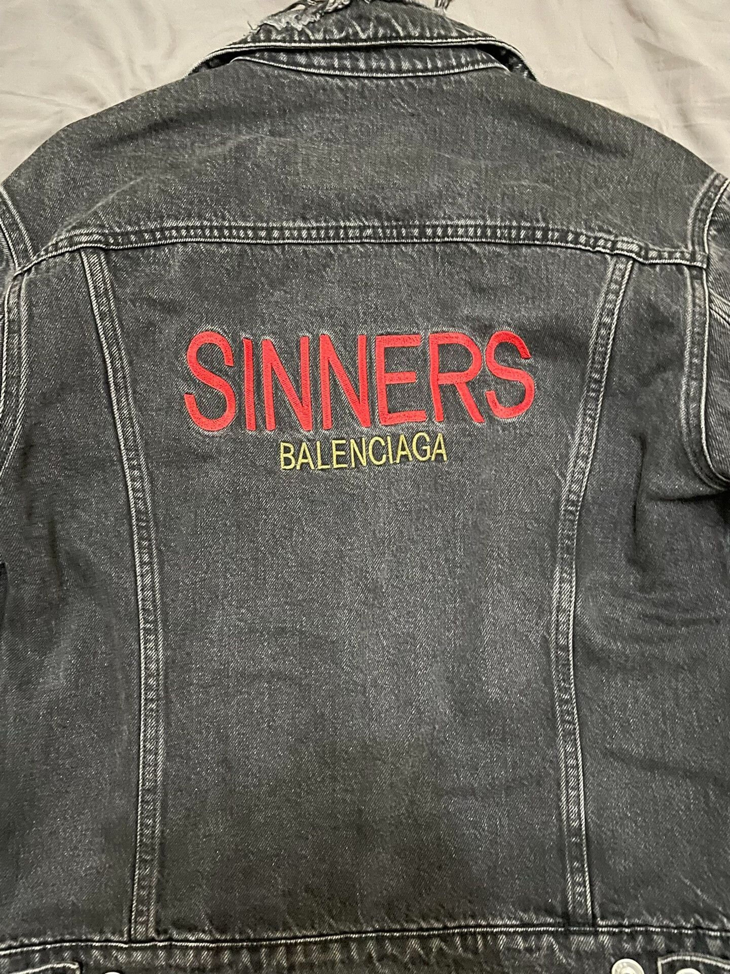 Balenciaga Balenciaga Black Sinners Denim Jacket Size US S / EU 44-46 / 1 - 1 Thumbnail