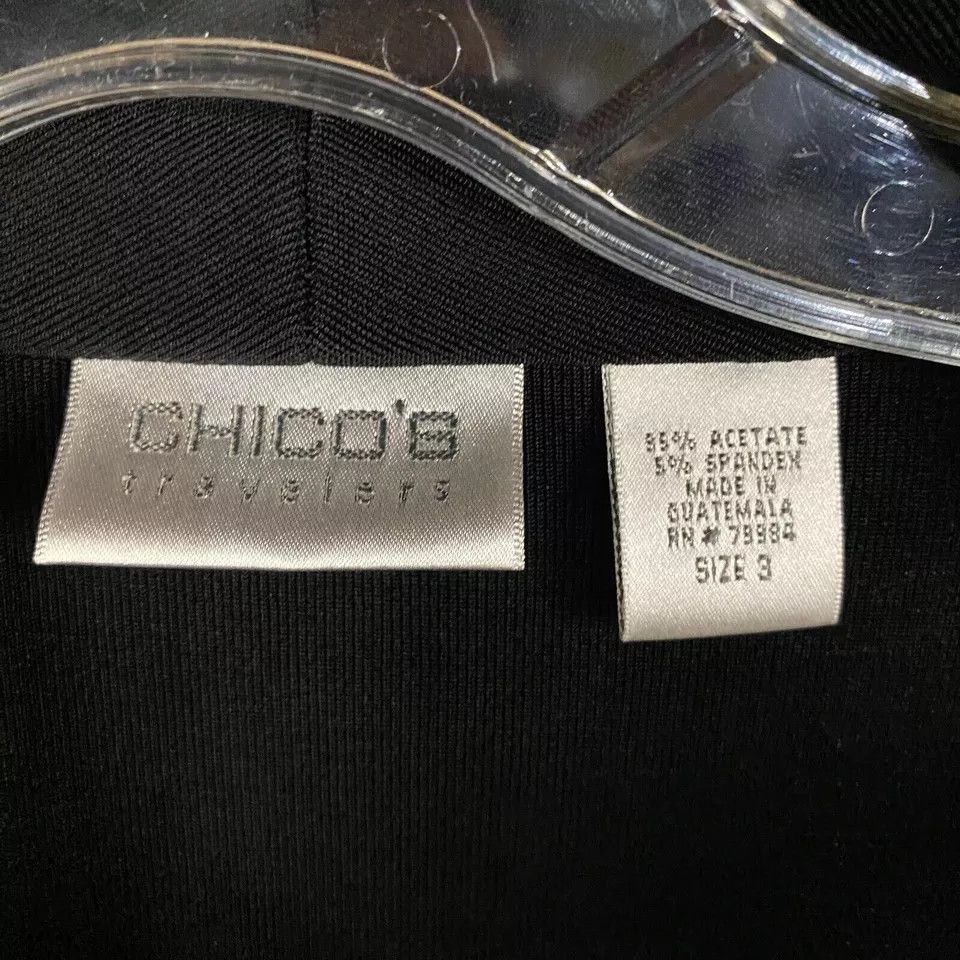 Chicos Chico's Travelers Cardigan Women's 3 Black Acetate Blend Size ONE SIZE - 3 Thumbnail