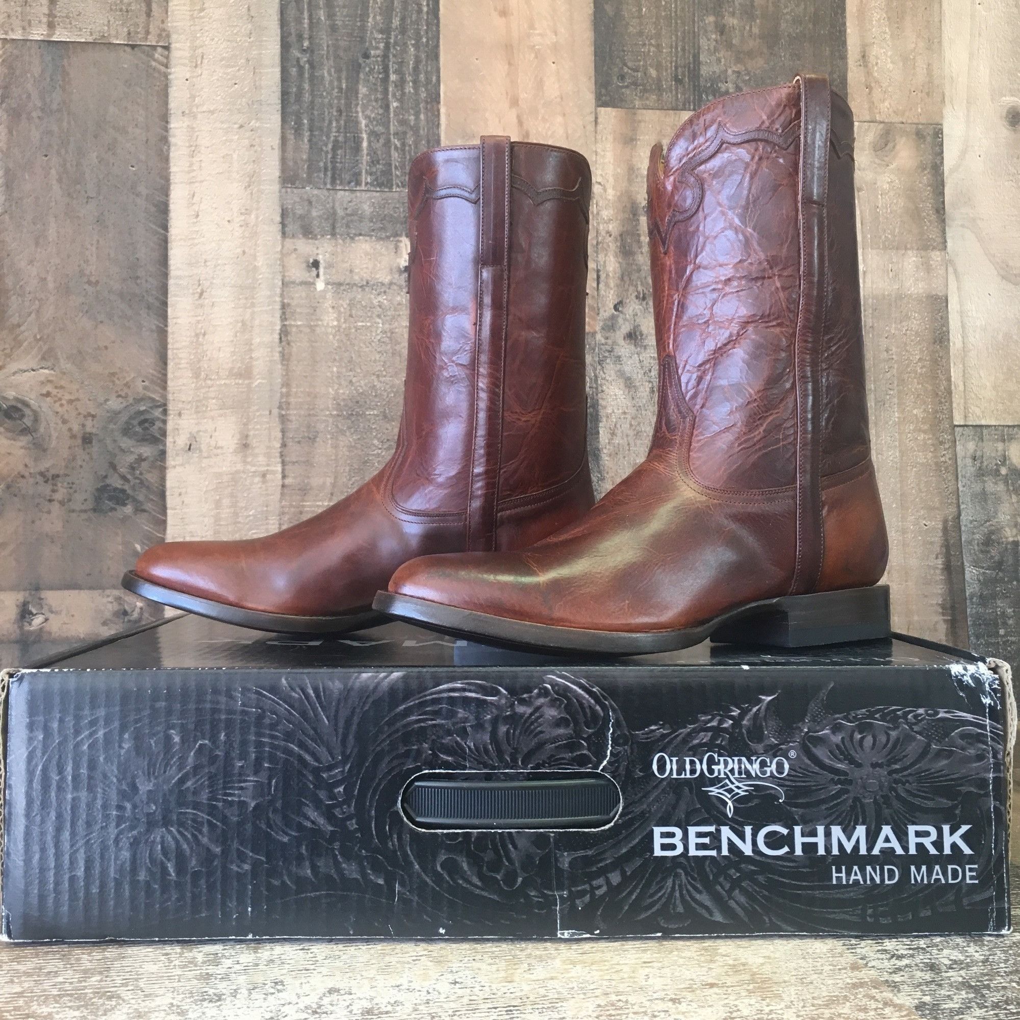 image of Old Gringo Benchmark Mk2294-2 Lampasas 10” Cowboy Boots 9 D in Brown, Men's