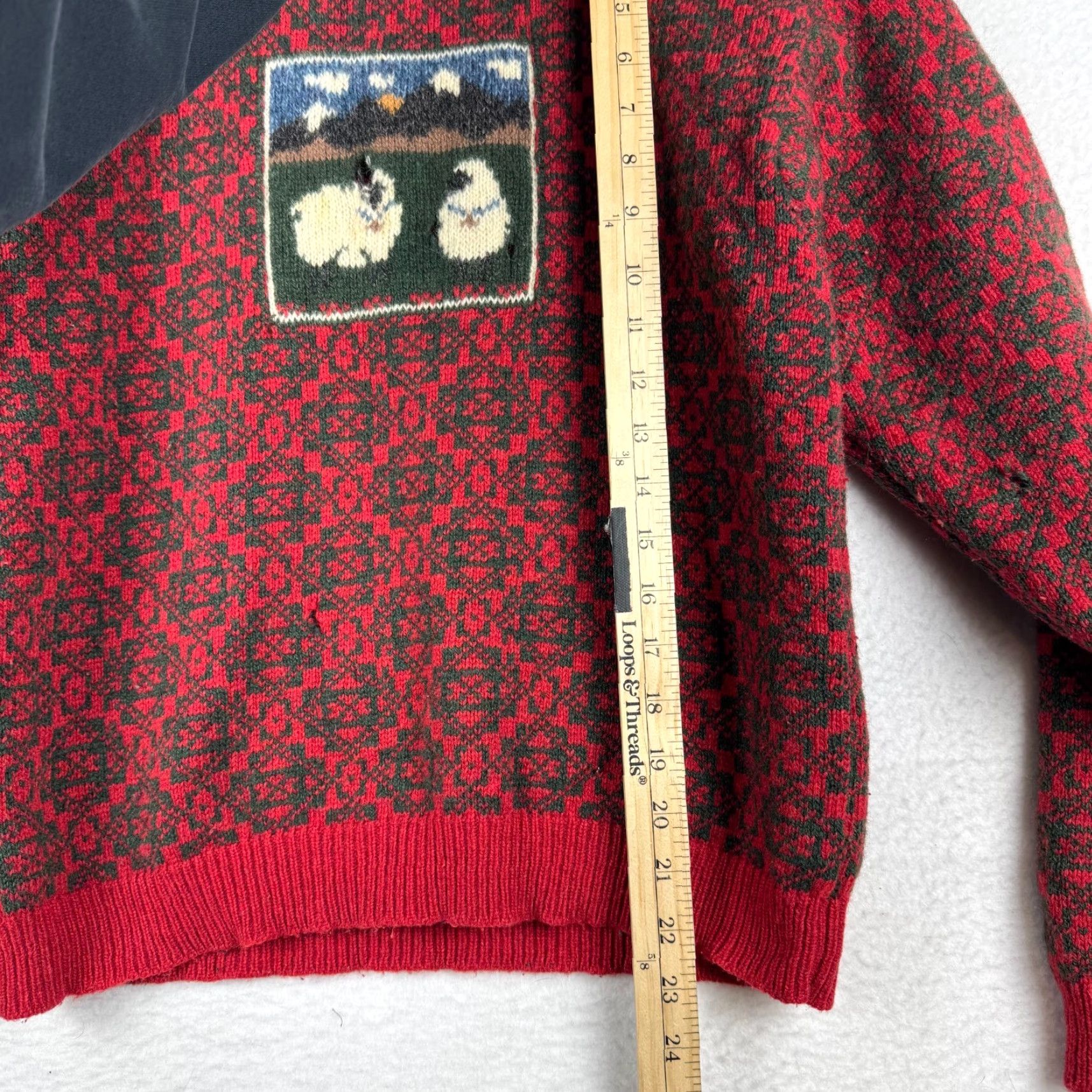 Vintage VINTAGE Woolrich Woman S/M Wool Knit Fair Isle AOP Sheep Sweater Red Size S / US 4 / IT 40 - 7 Thumbnail