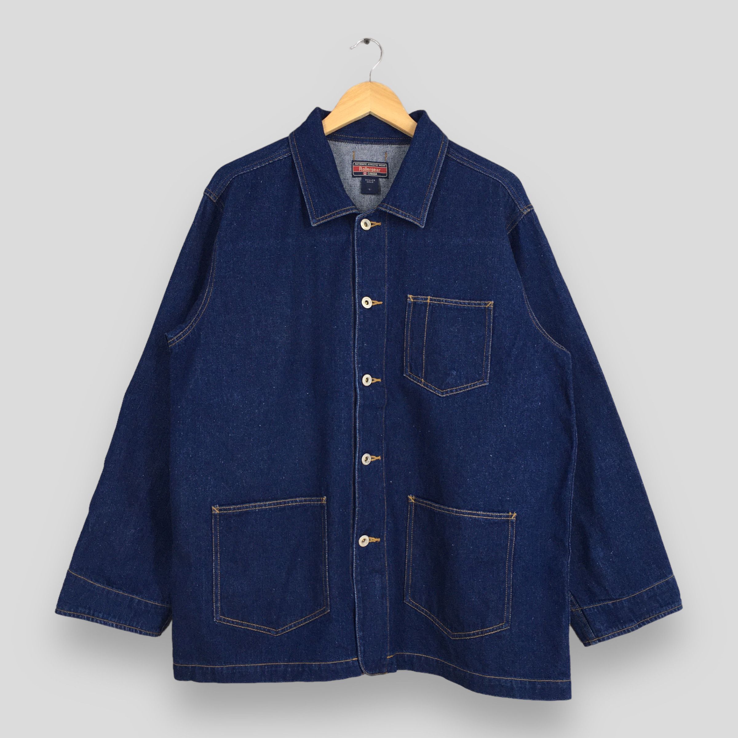 image of Vintage 1980S Rollergear Workwear Denim Jacket Large in Blue, Men's