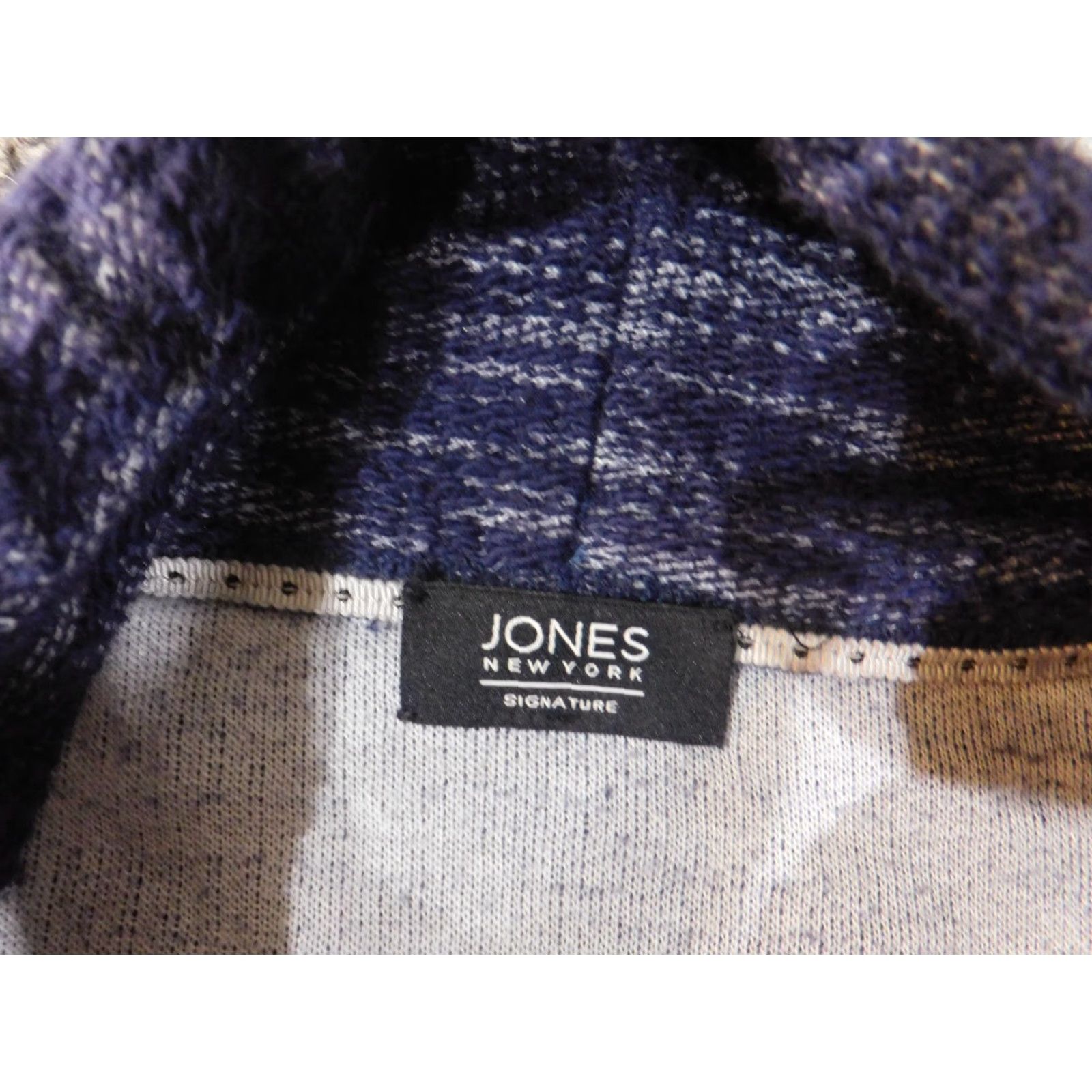 Jones New York Jones New York Sweater Pullover Womens Large Blue Geometric Knit Mock Neck Raglan Sleeve Stretch Regular Vintage: No (Geometric) Size L / US 10 / IT 46 - 6 Thumbnail