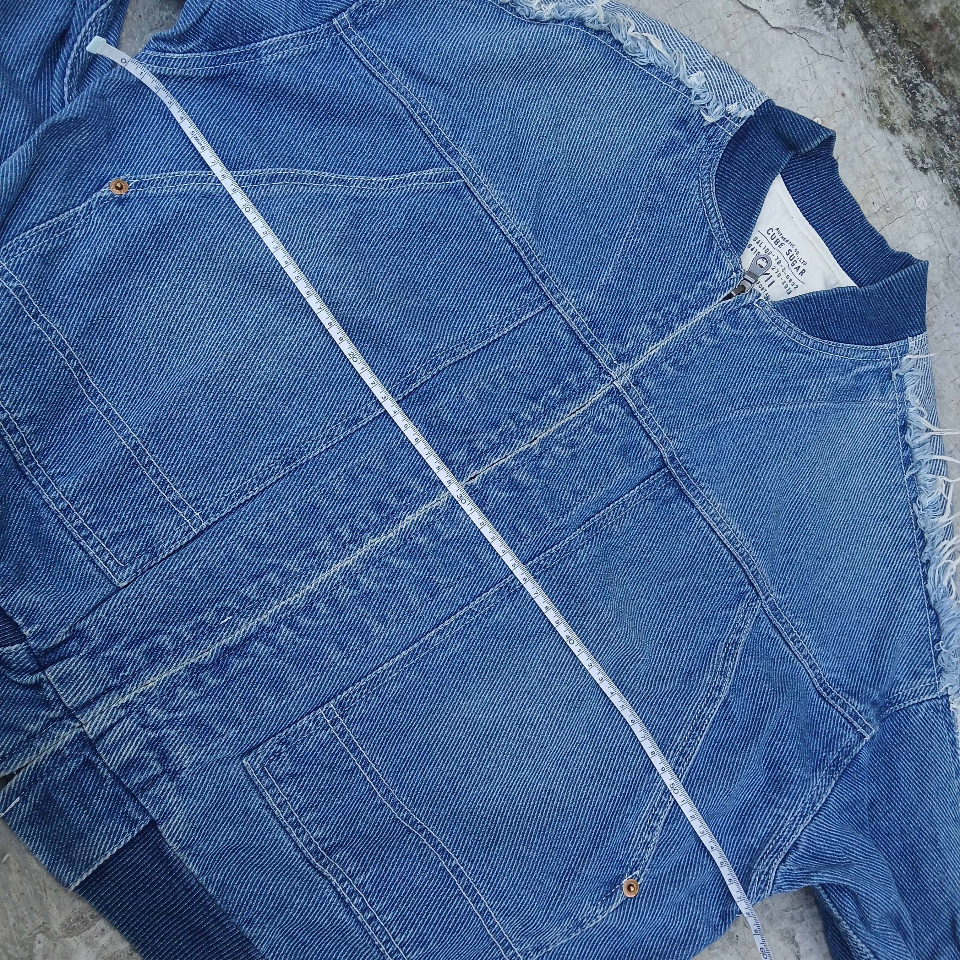 Japanese Brand Cube sugar ripped bomber denim jacket Size L / US 10 / IT 46 - 3 Thumbnail
