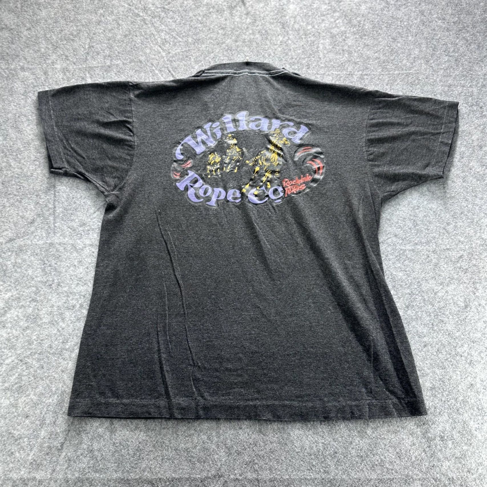 CO VINTAGE Willard Rope Co Shirt Mens Large Gray Rockdale Texas Graphic Western Cowboy Tee Size US L / EU 52-54 / 3 - 7 Thumbnail