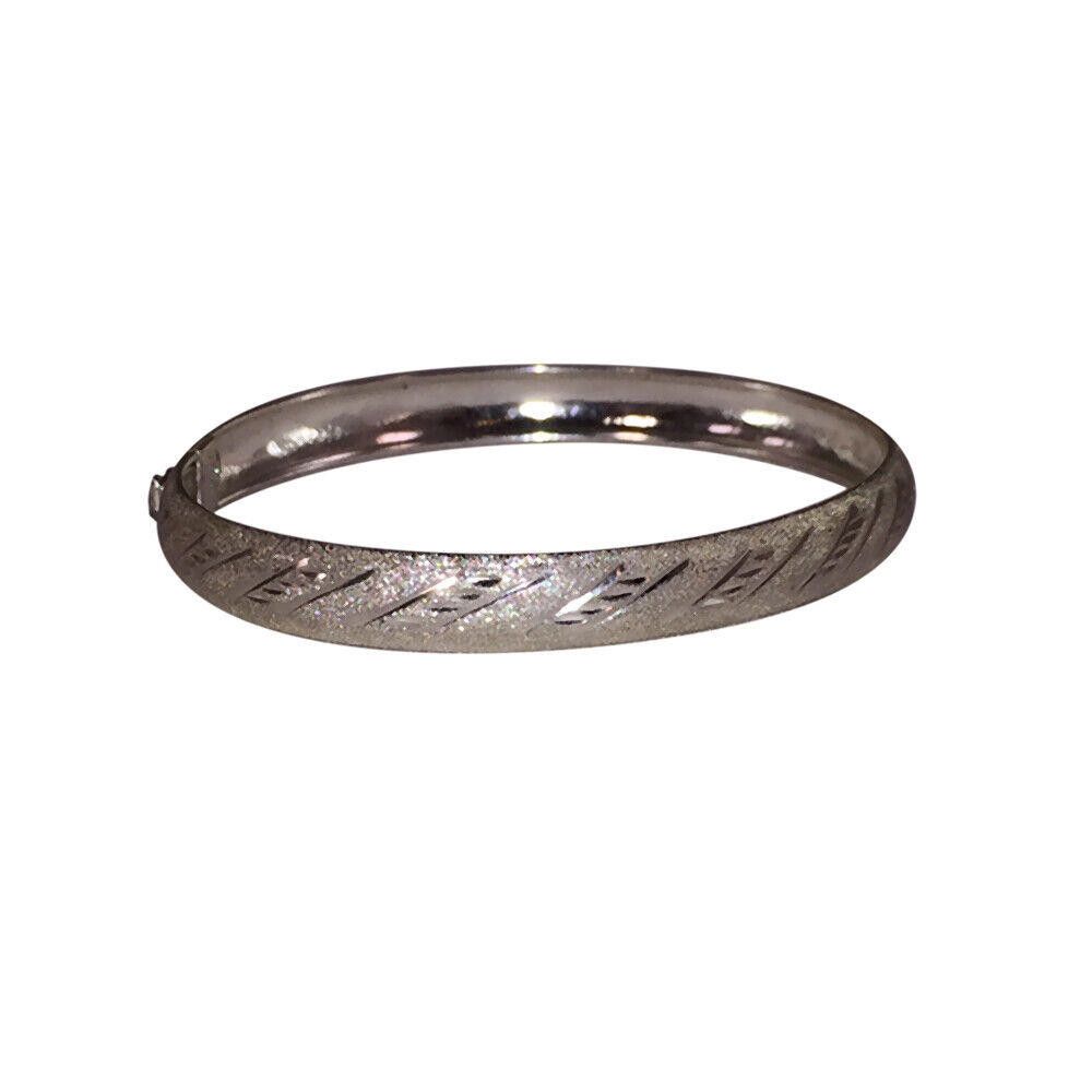 Designer Sterling Silver Diamond Etched Flexible Bangle Bracelet Size ONE SIZE - 2 Thumbnail