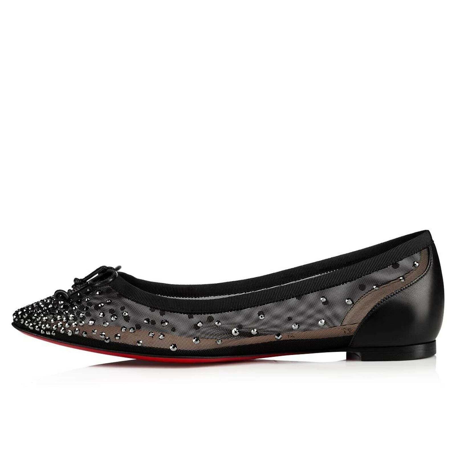Christian Louboutin Christian Louboutin Patio Black Leather Strass Crystal Size US 6 / IT 36 - 3 Thumbnail