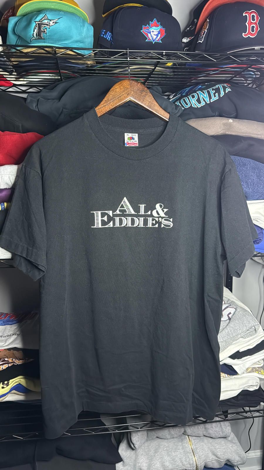 Fruit Of The Loom Al & Eddie's Vintage Black T-Shirt - XL - Fruit of the Loom Size US XL / EU 56 / 4 - 1 Thumbnail
