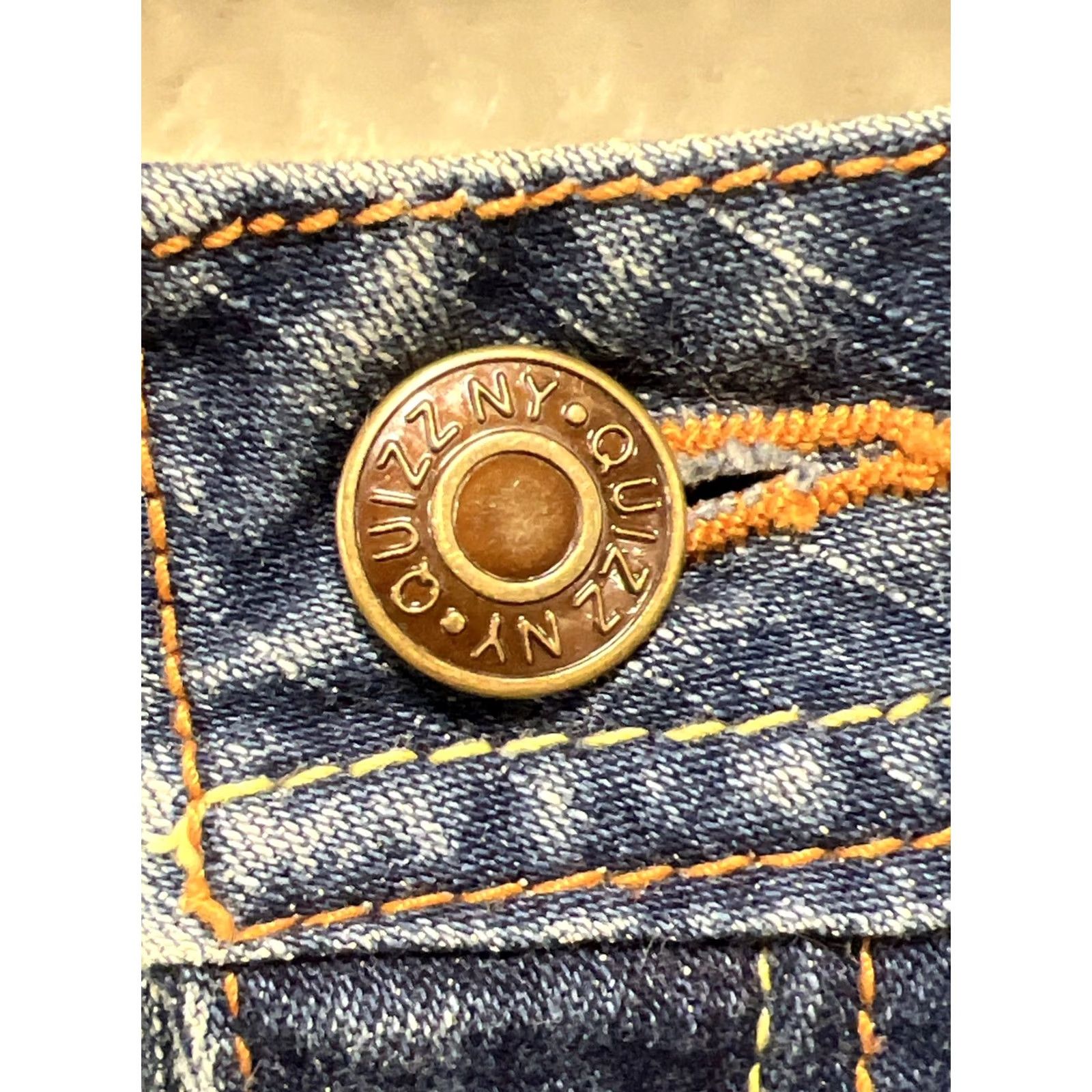 Denime Quizz New York Dark Denim Midi Stretch Skirt Women 7/8 Blue Zipper Button Casual Vintage? Size 28" / US 6 / IT 42 - 5 Thumbnail