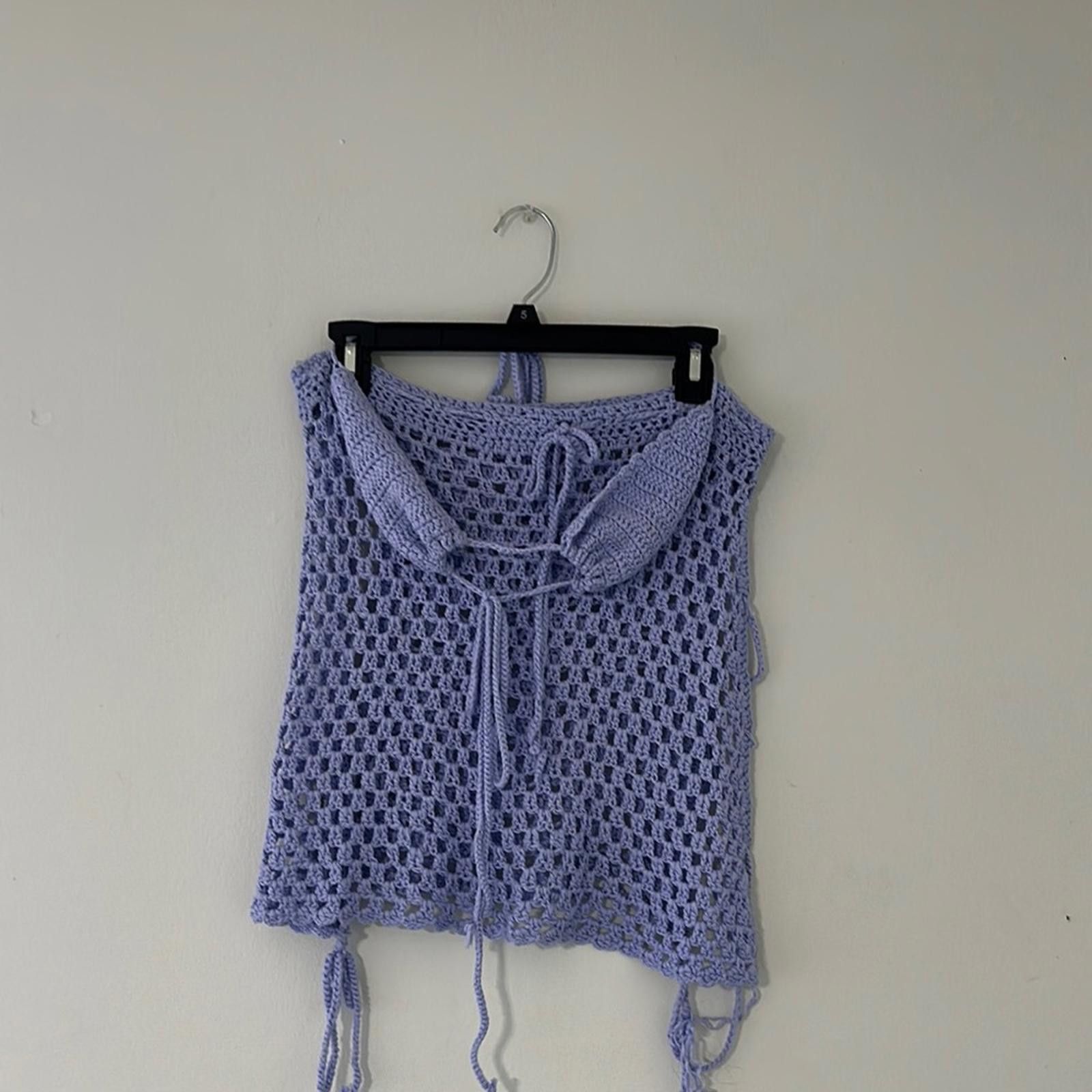 Designer Hot & Delicious Lilac Crochet Set Size L / US 10 / IT 46 - 1 Thumbnail