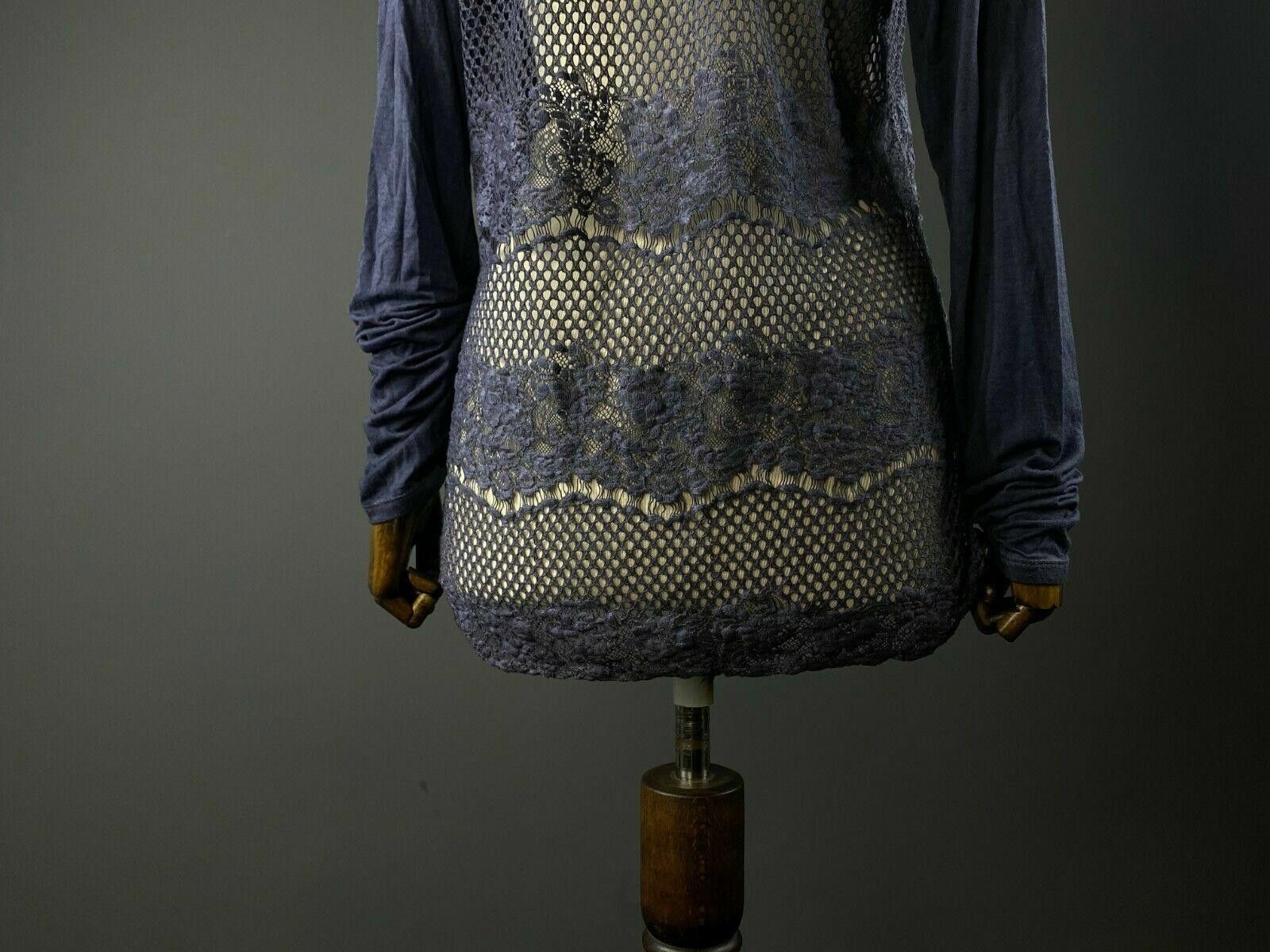 Designer Project AJ 117 Blue Floral Mesh Blouse Sweater Size XL Size XL / US 12-14 / IT 48-50 - 8 Thumbnail