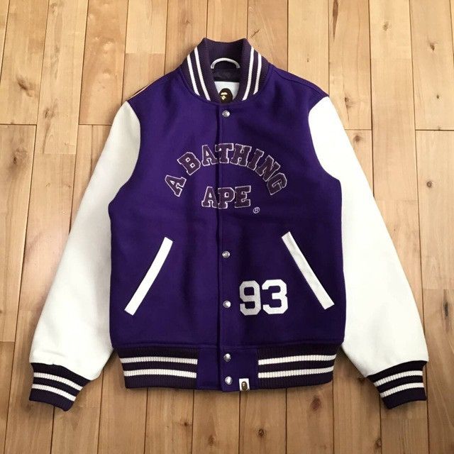 Bape BAPE Giant Head Leather Sleeve varsity jacket a bathing ape Size US S / EU 44-46 / 1 - 2 Thumbnail