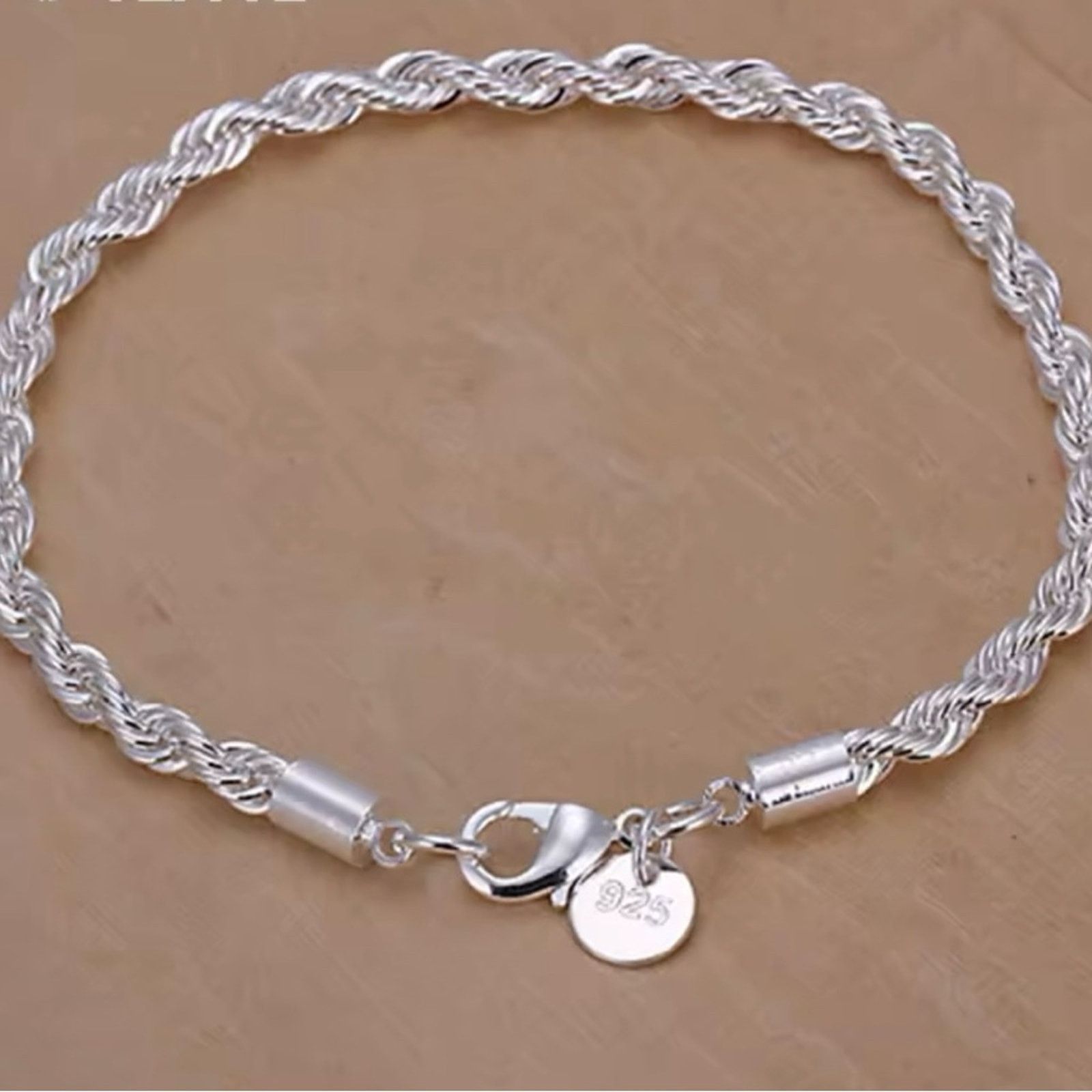 Other Sterling Silver Twisted Chain Bracelet For Women Man Men 8” Size ONE SIZE - 1 Thumbnail